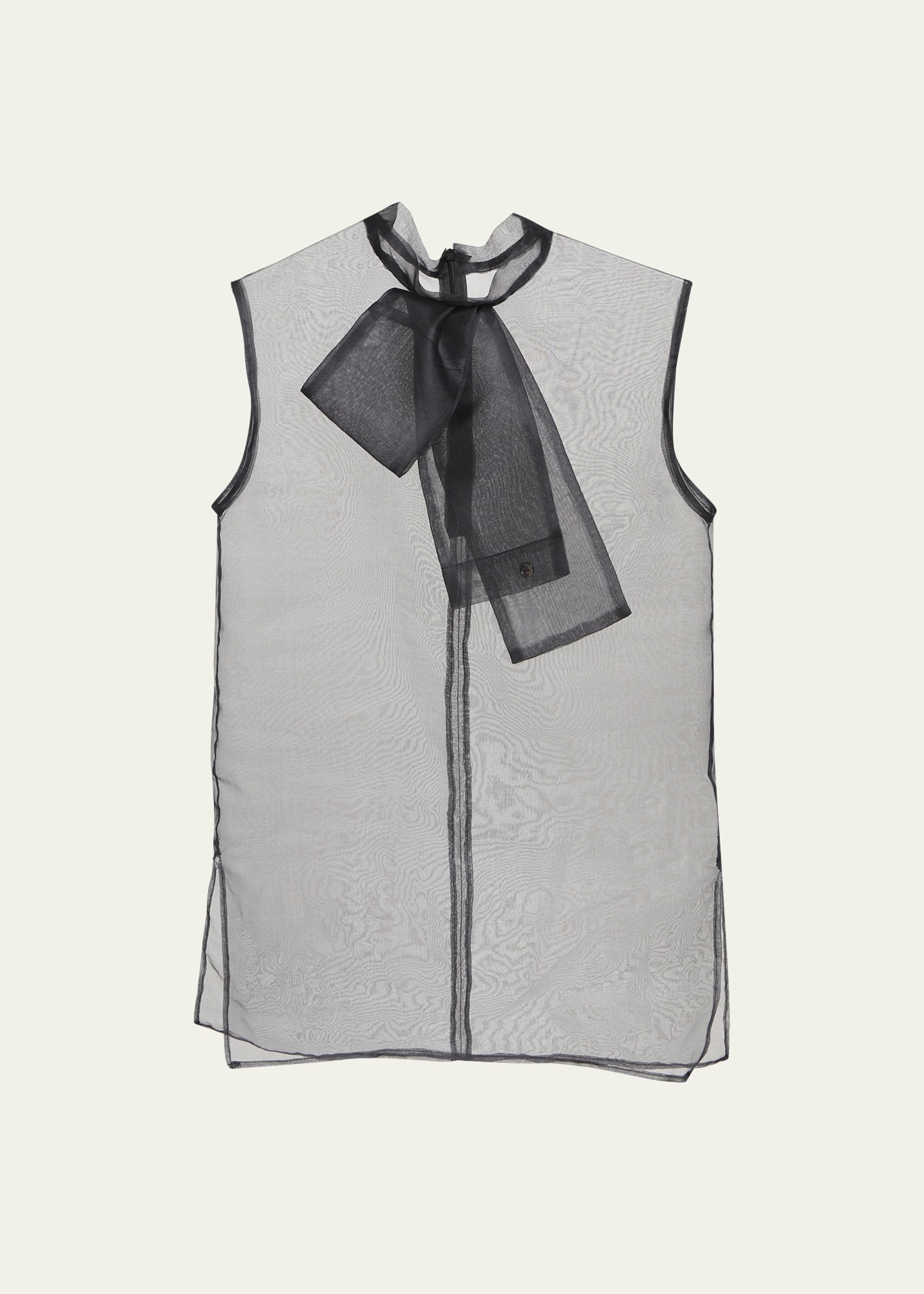 SACAI Sheer Organdy Blouse with Tie Neck | Smart Closet