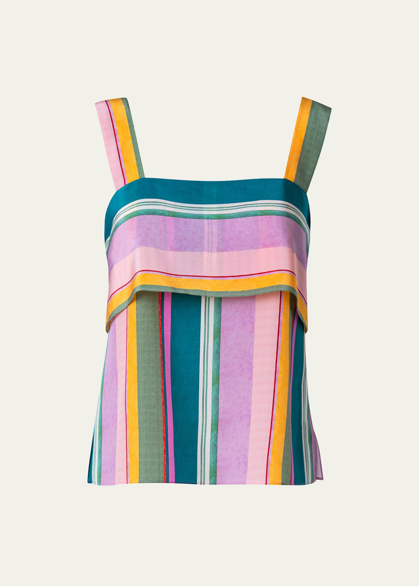 Akris Punto Crepe De Chine Silk Stripe Top In Mauve-multicolor