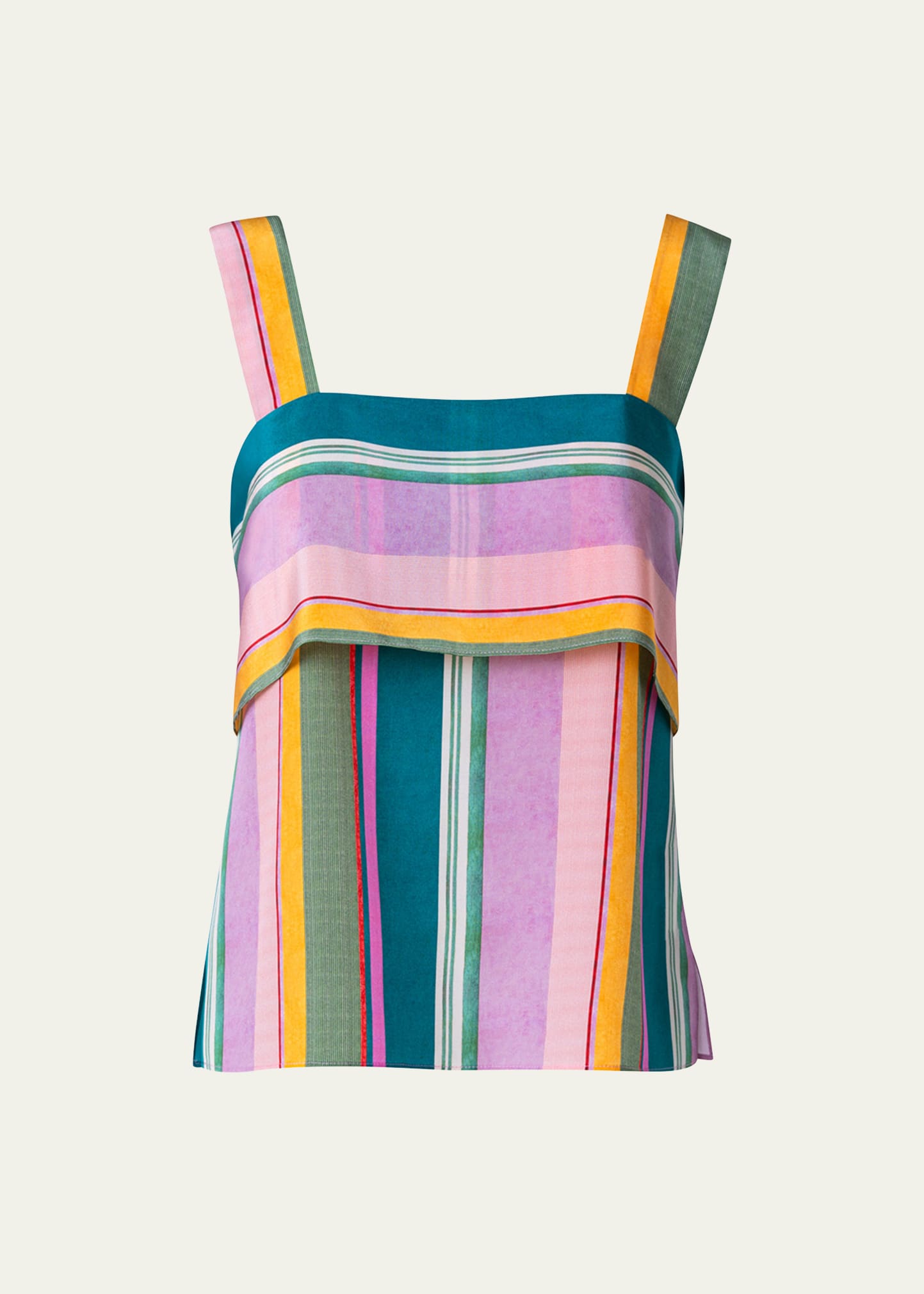 Shop Akris Punto Crepe De Chine Silk Stripe Top In Mauve-multicolor