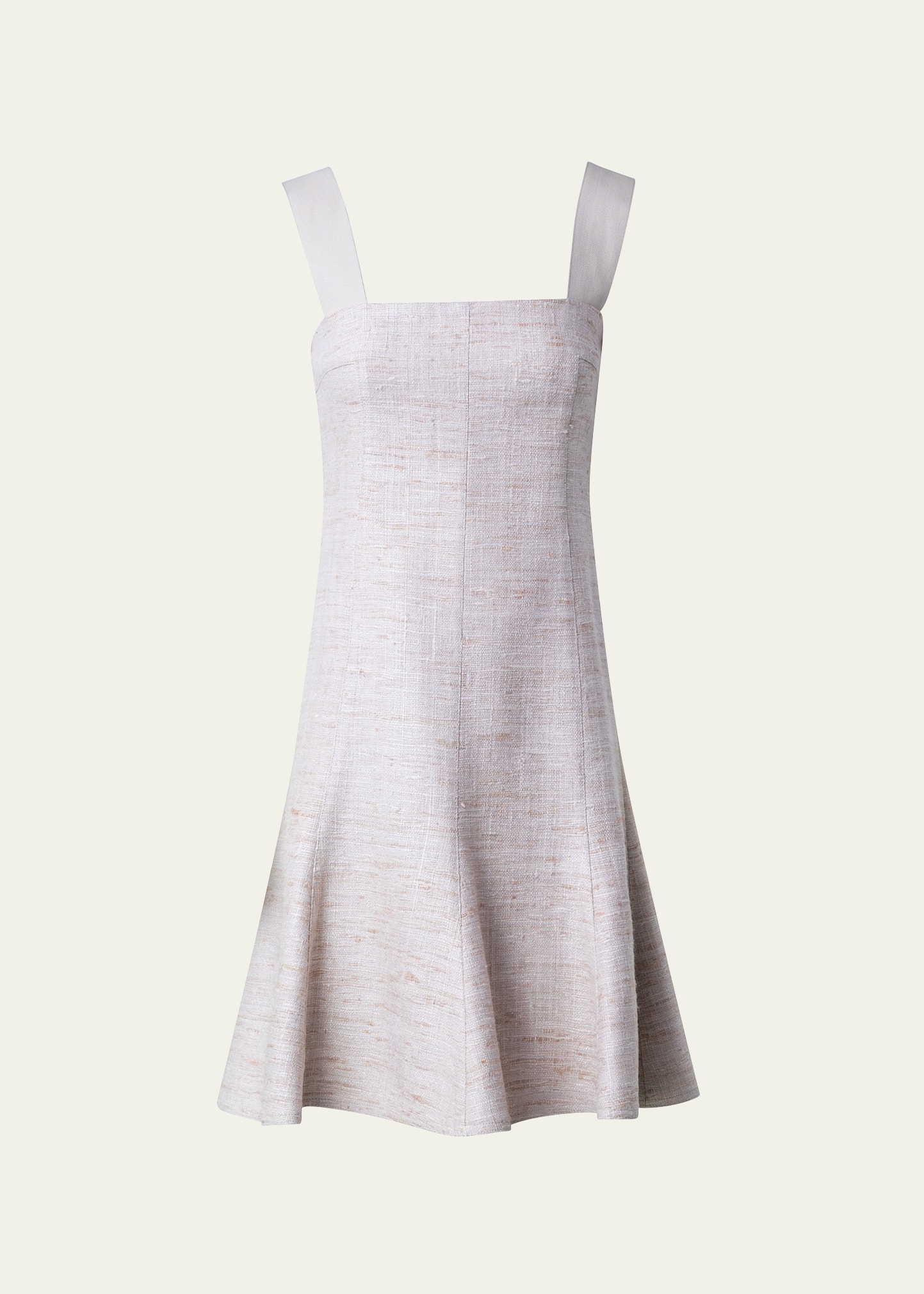 Shop Akris Punto Indian Silk Dress With Wide Straps In Flax