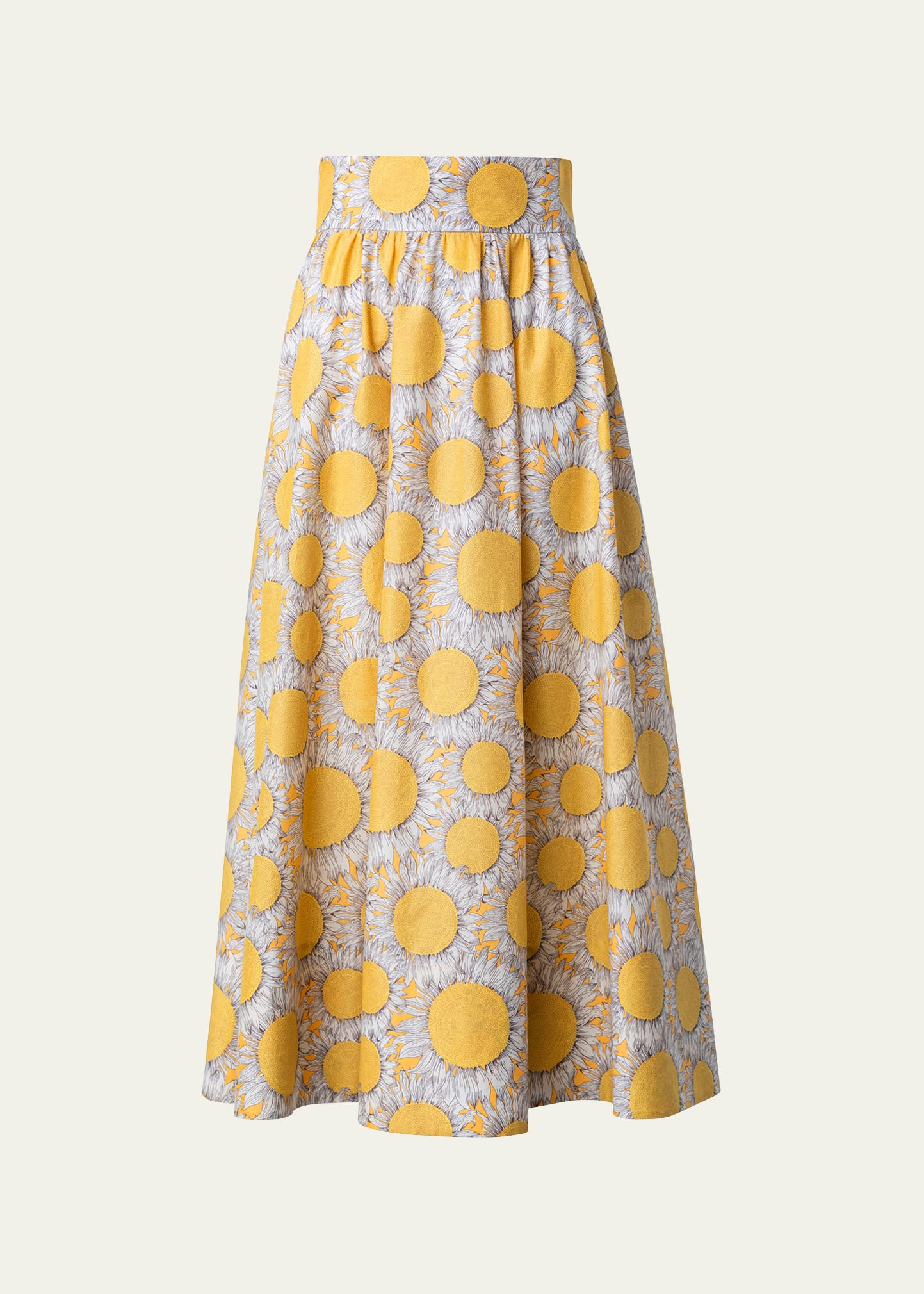 Akris Punto Hello Sunshine Print Poplin Midi Skirt In Sun Cream