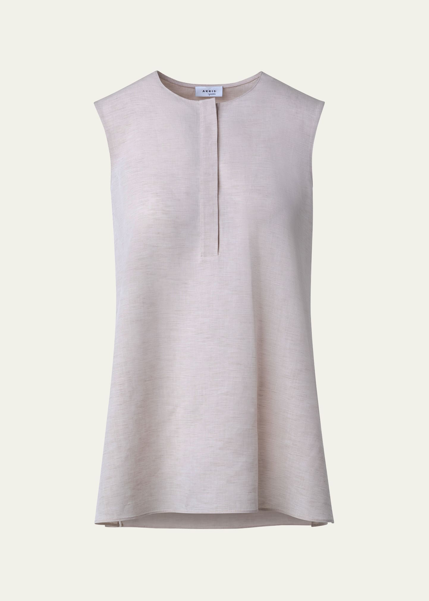 Akris Punto Microstripe Tela Linen Tunic Blouse In Flax