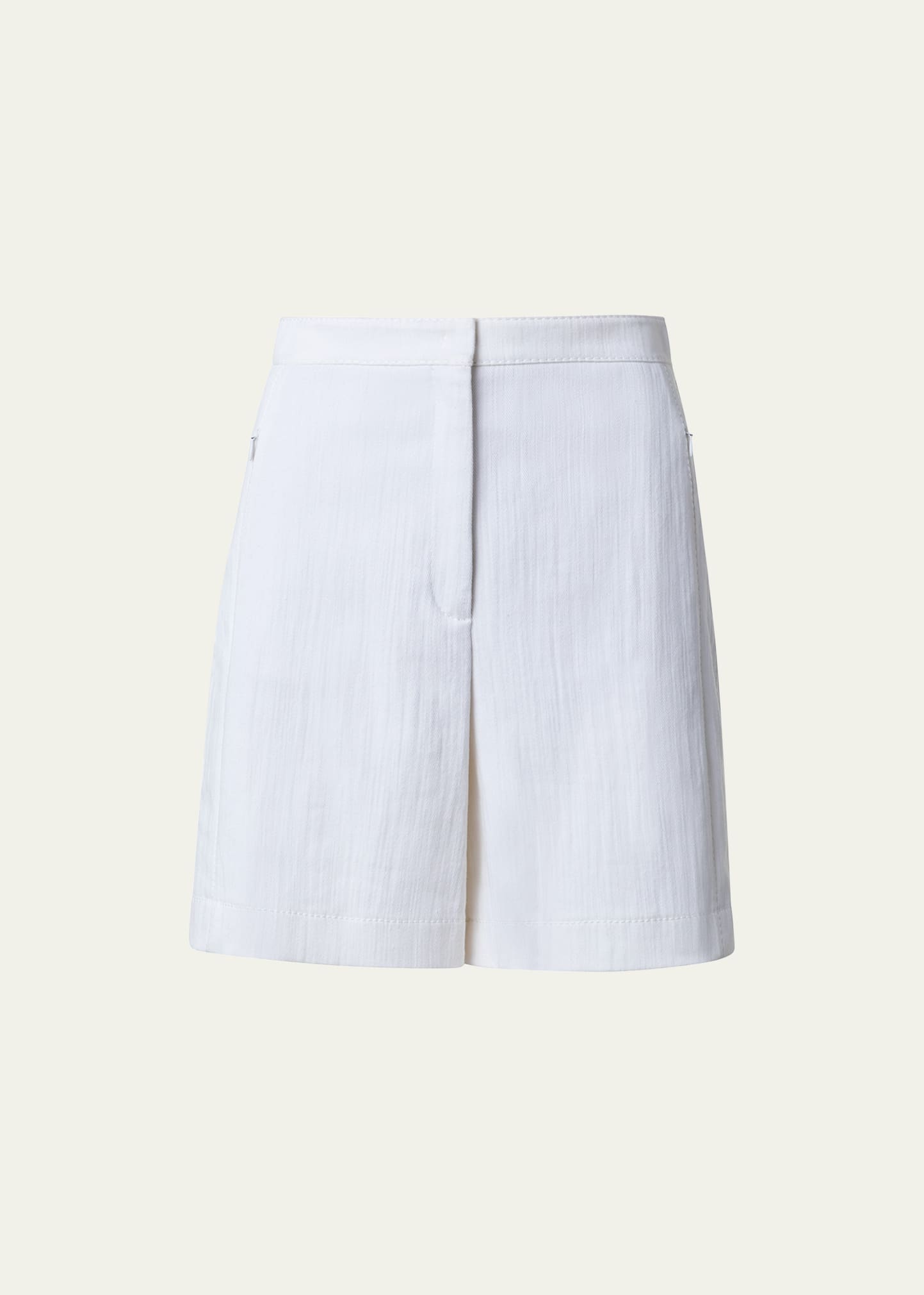Shop Akris Punto Filia Denim Bermuda Shorts In Cream