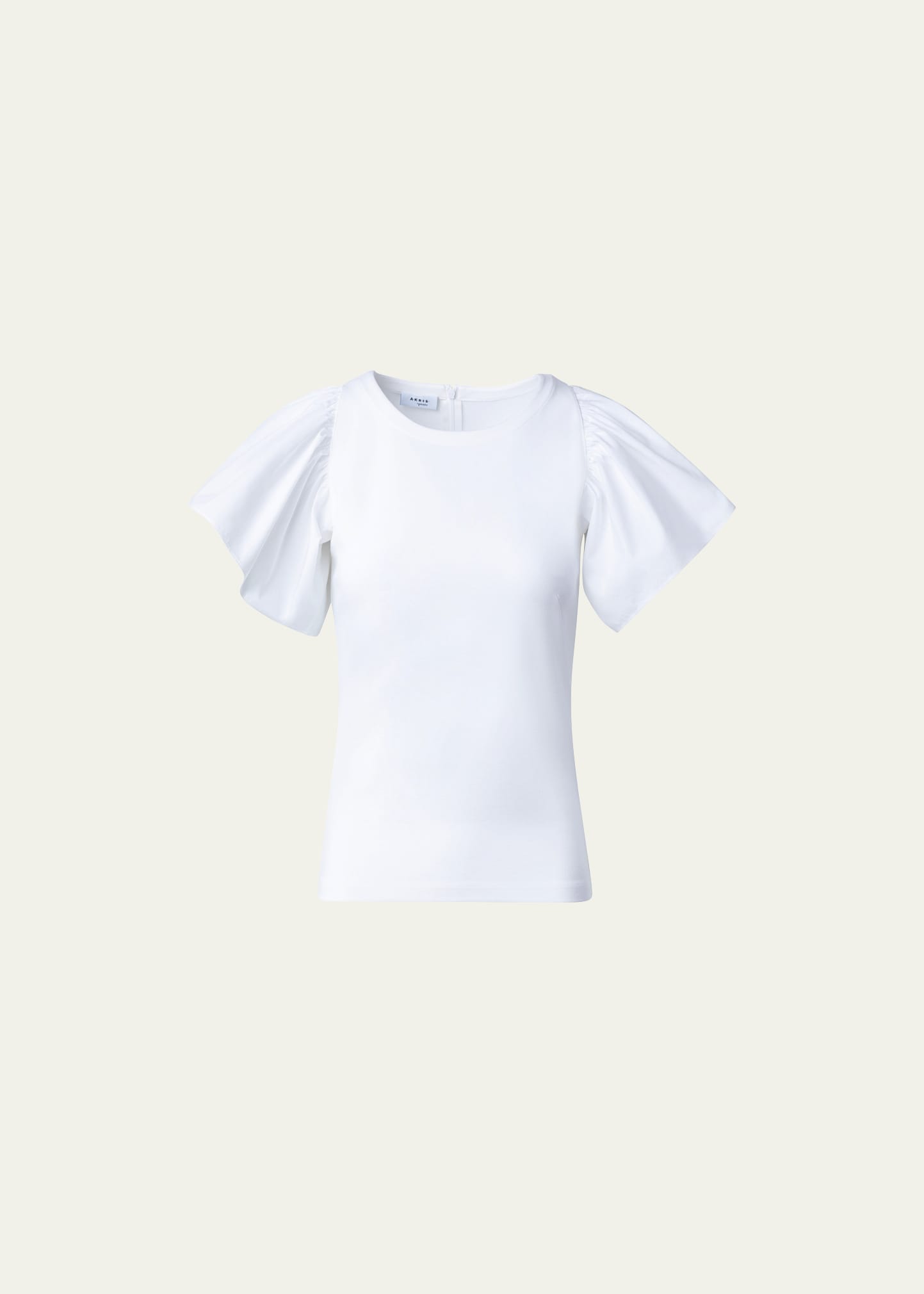 Akris Punto Jersey Top With Gathered Wing Sleeves In Cream