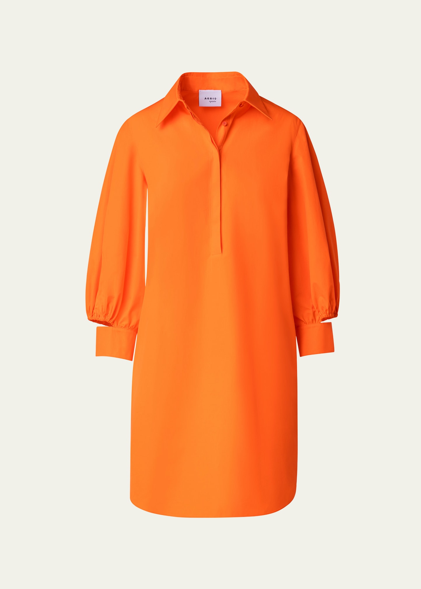 Shop Akris Punto Cotton Poplin Dress With Cutout Sleeves In Neon Orange