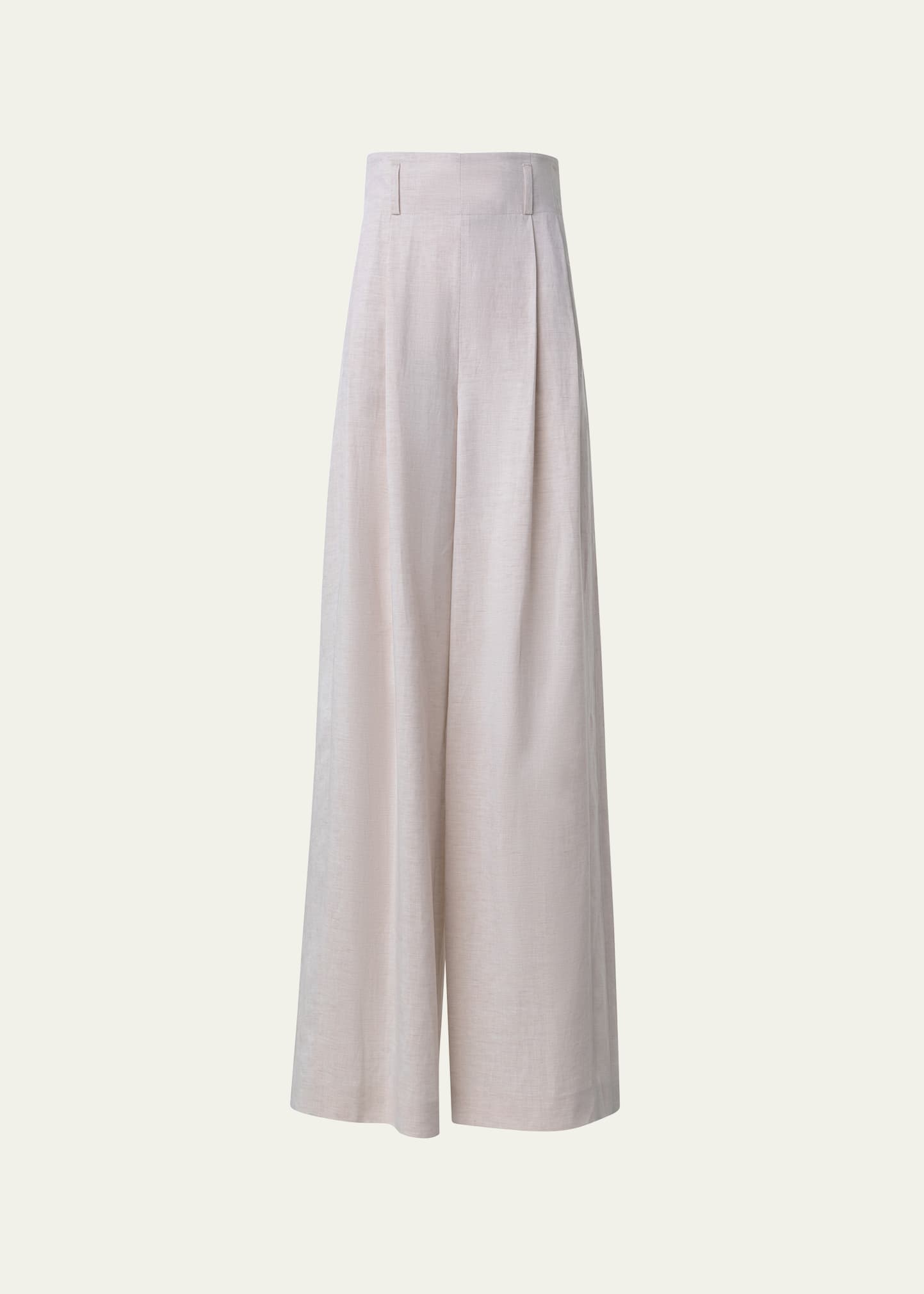 Akris Punto Florina Linen Microstripe Wide-leg Pants In Cashew