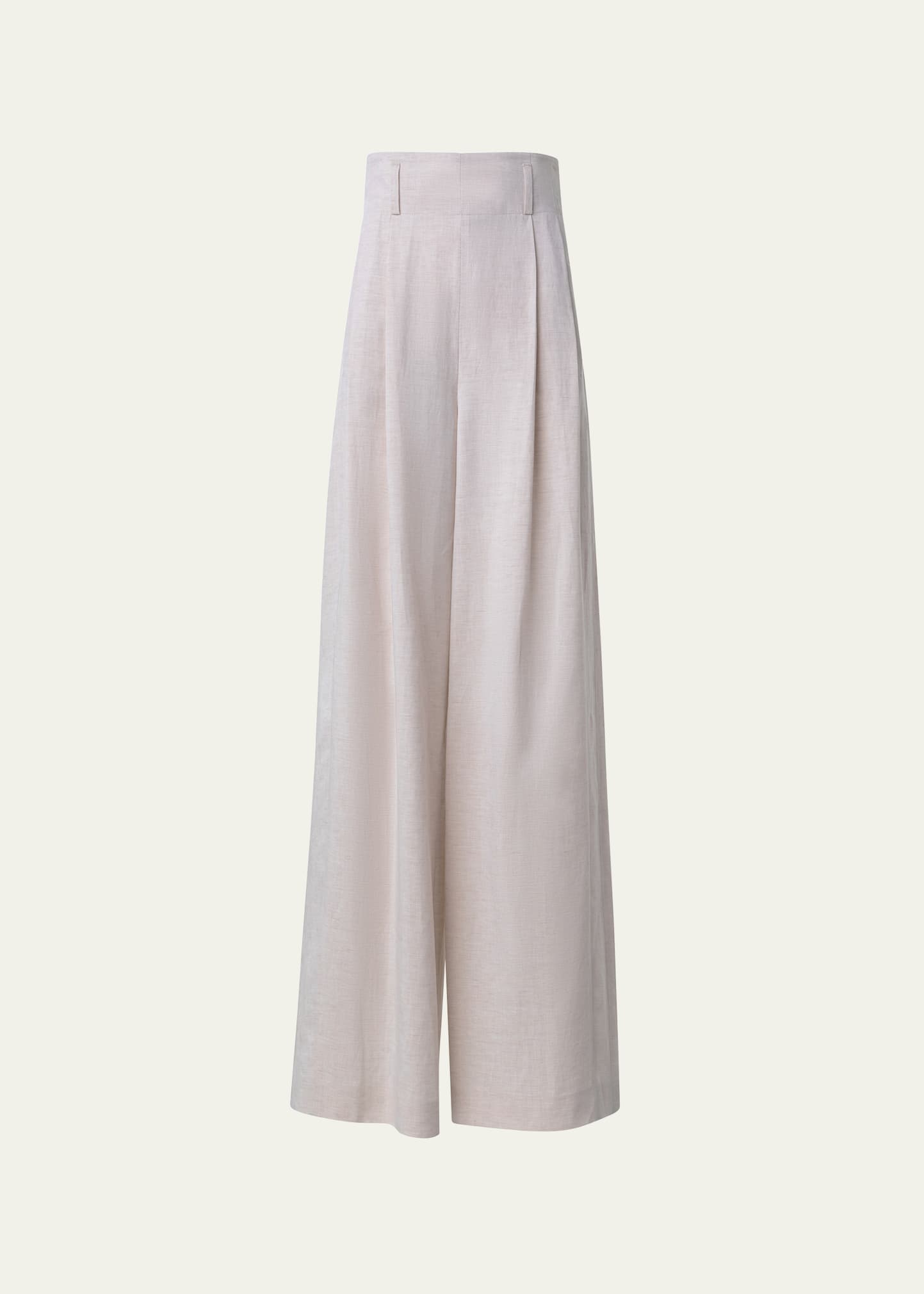 Shop Akris Punto Florina Linen Microstripe Wide-leg Pants In Cashew