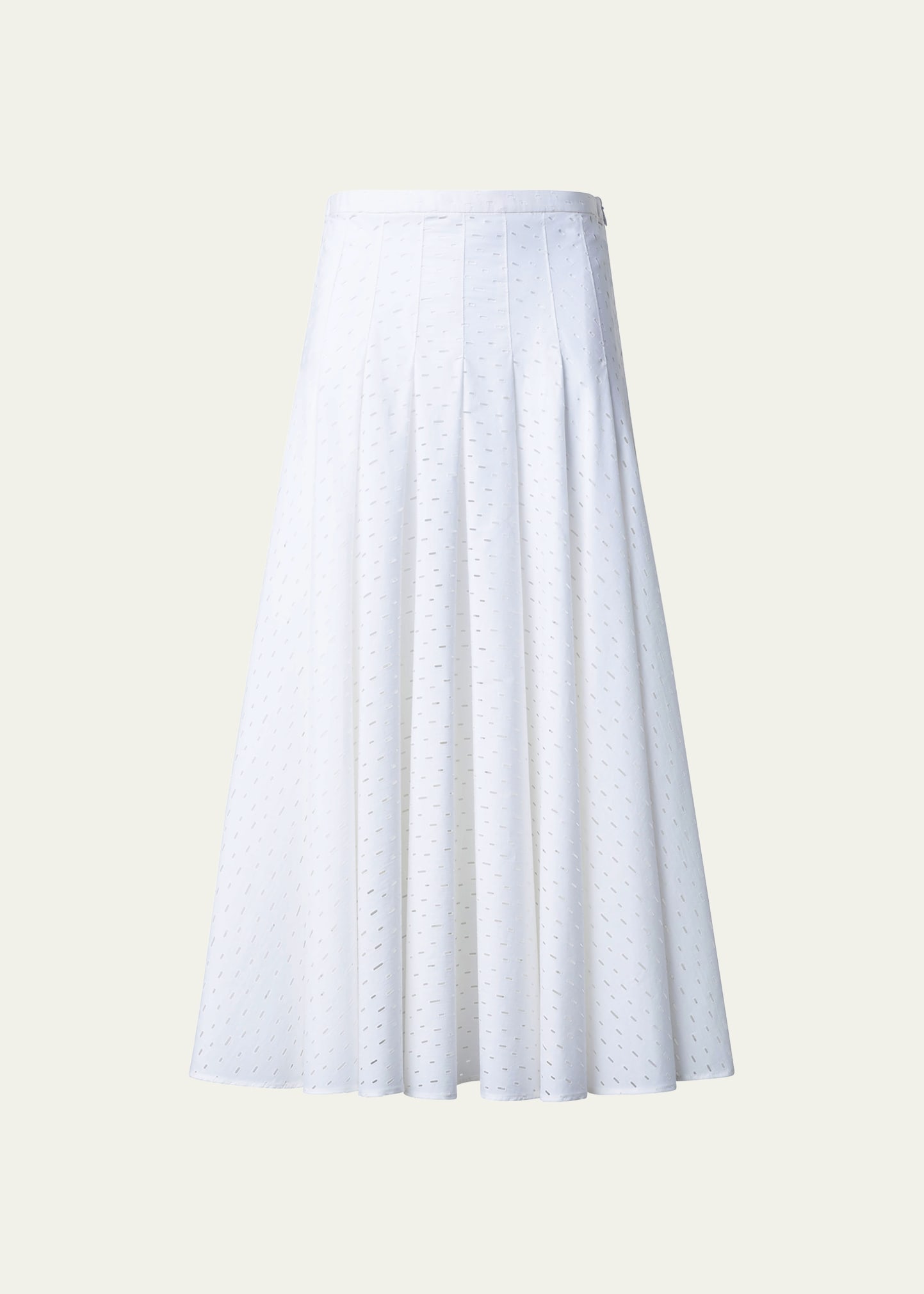 Akris Punto Lasercut Grid Flared Poplin Midi Skirt In Cream