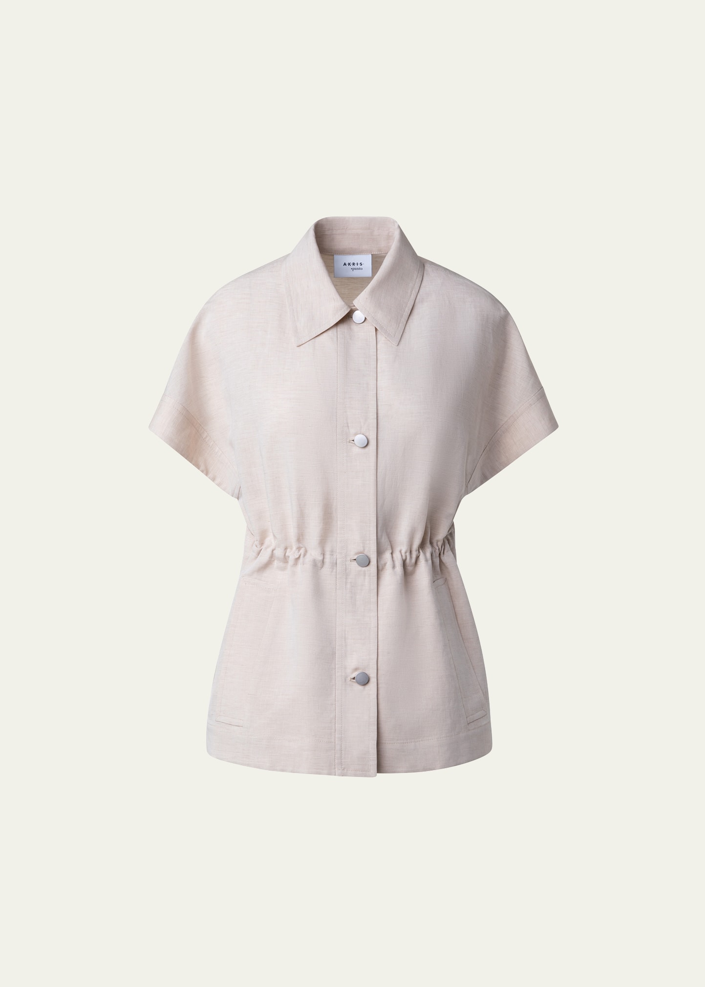 Shop Akris Punto Short-sleeve Stretch Cotton Jacket In Beige