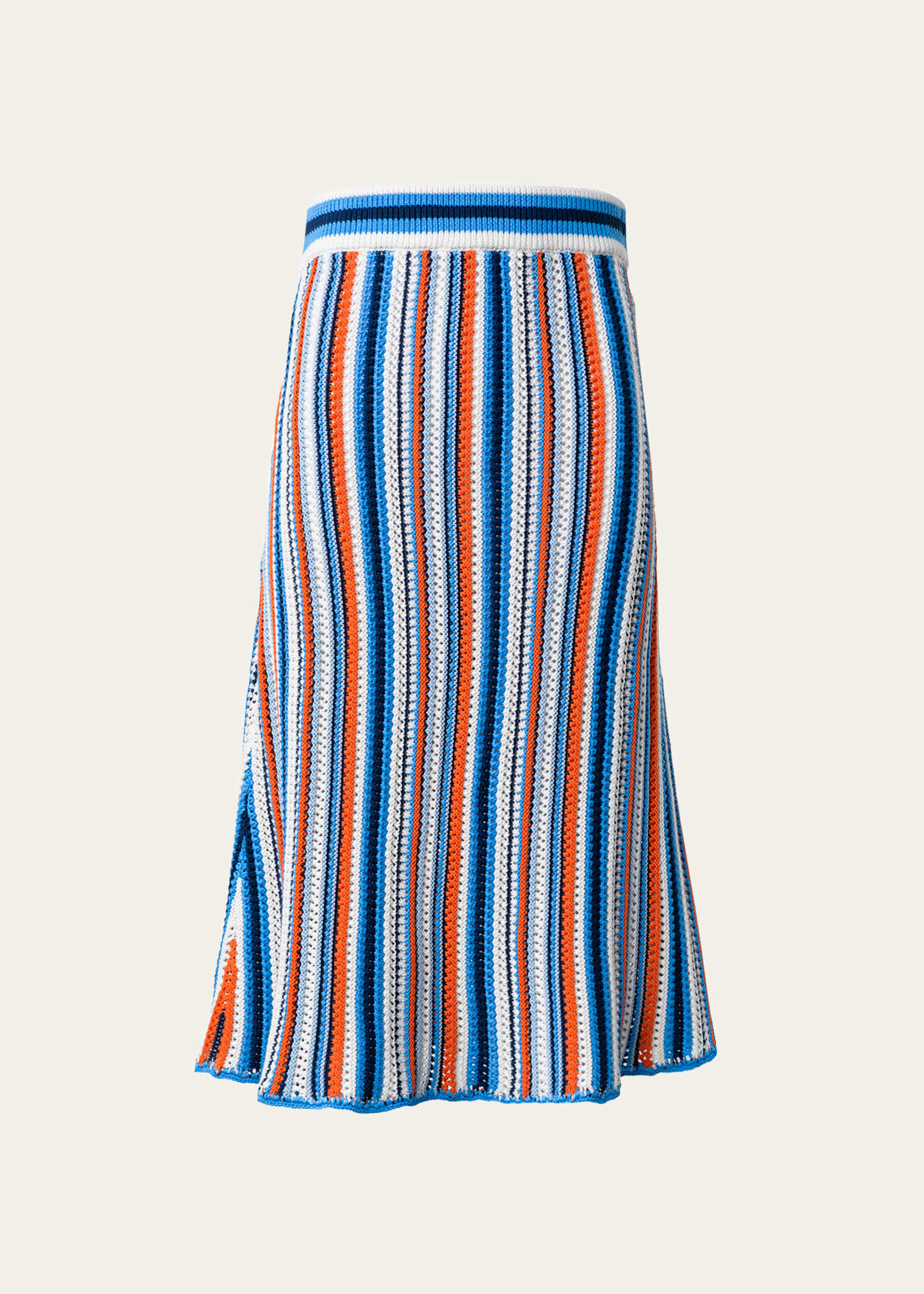 Crochet Knit Chair Striped Midi Skirt