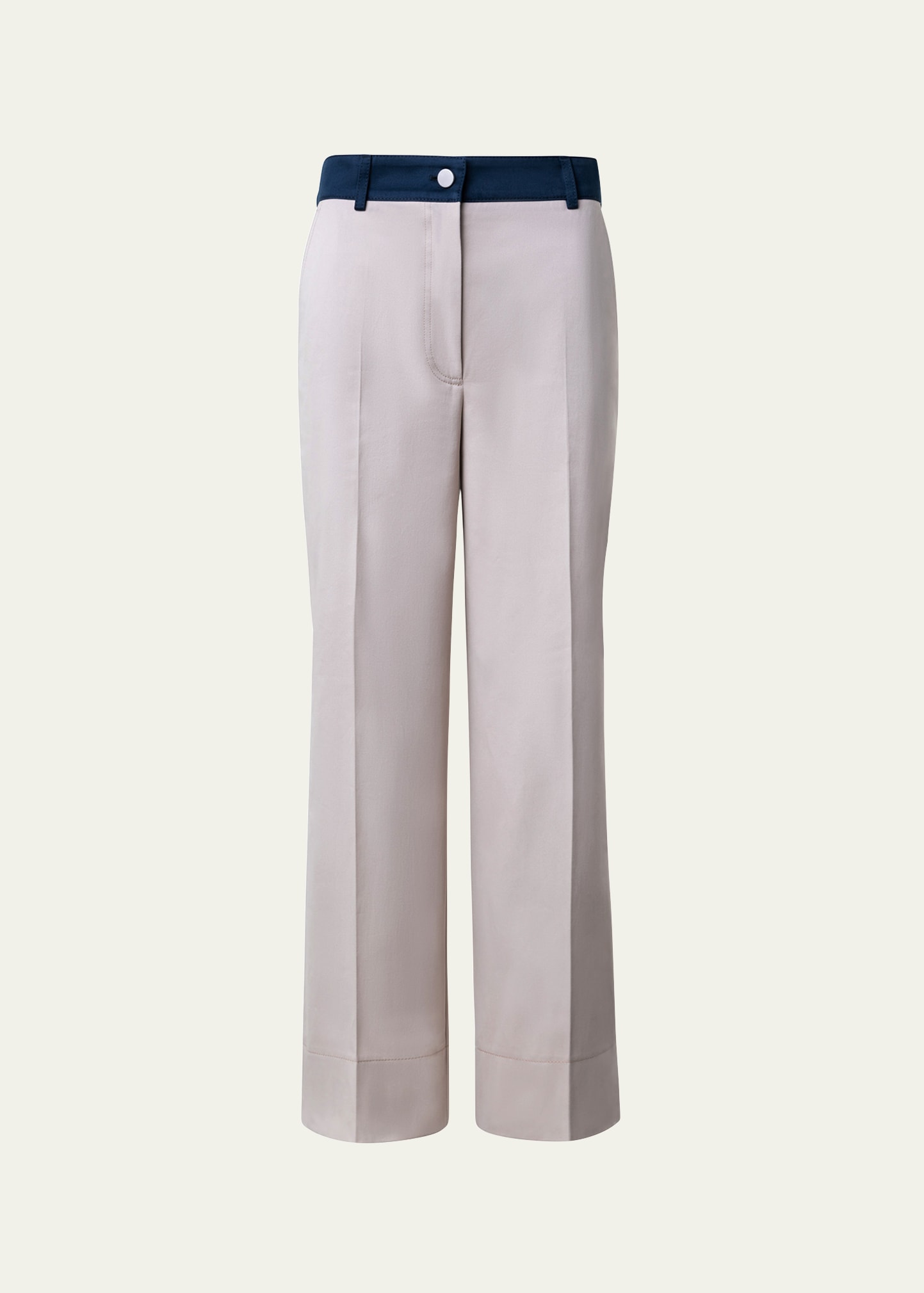 Chiara Cotton Gabardine Pants with Color Block Waist