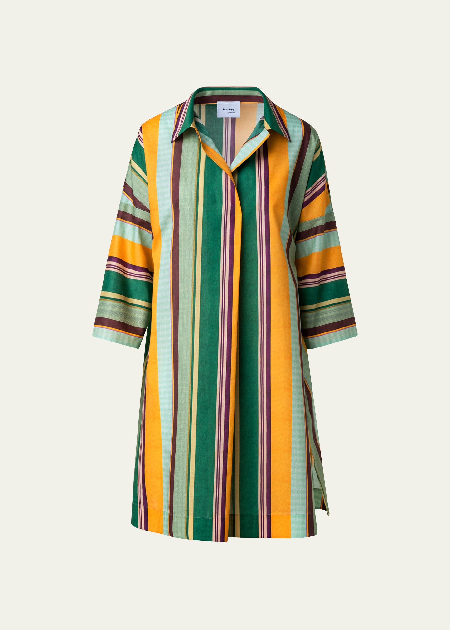 Akris Punto Deck Chair Stripe Print Poplin Polo Dress In Sun-multicolor