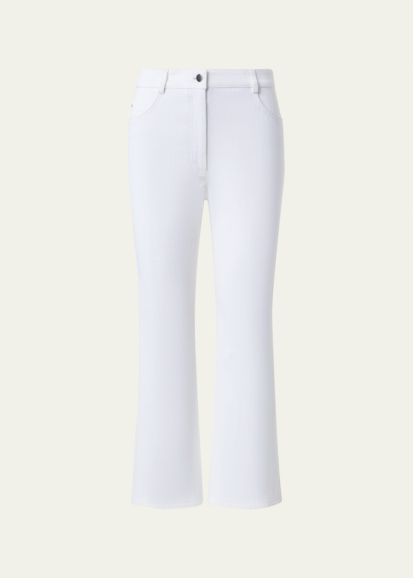 Shop Akris Punto Cali Bootcut Cropped Denim Pants In Cream