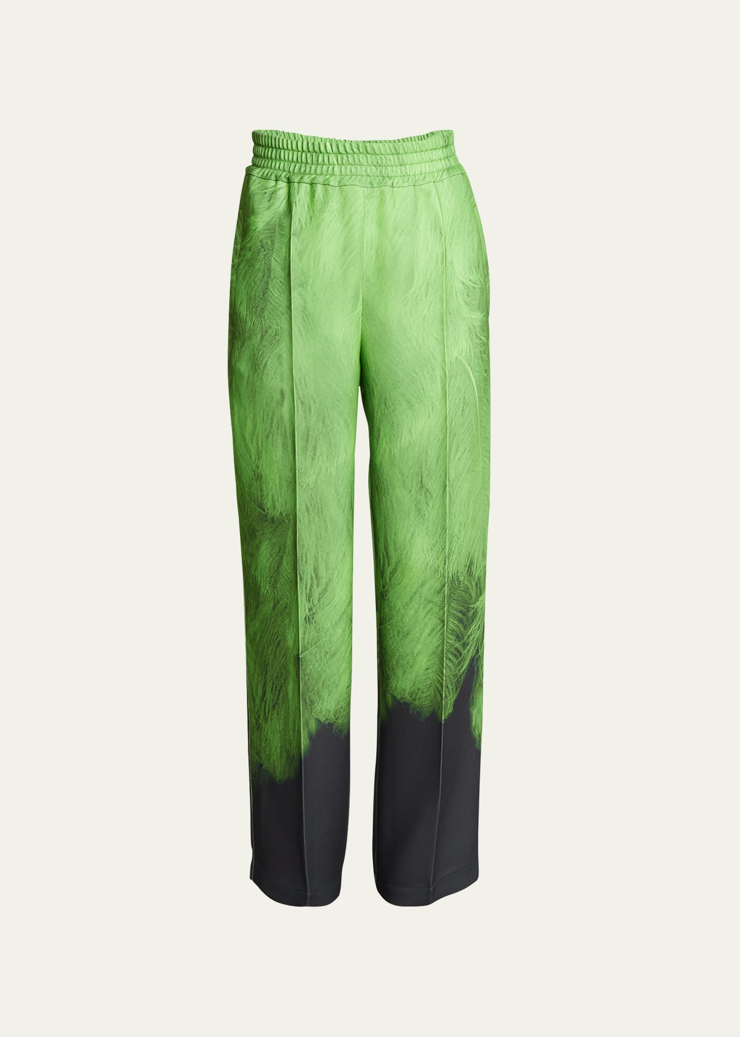 Victoria Beckham Feather-print Pajama Trousers In Green/black