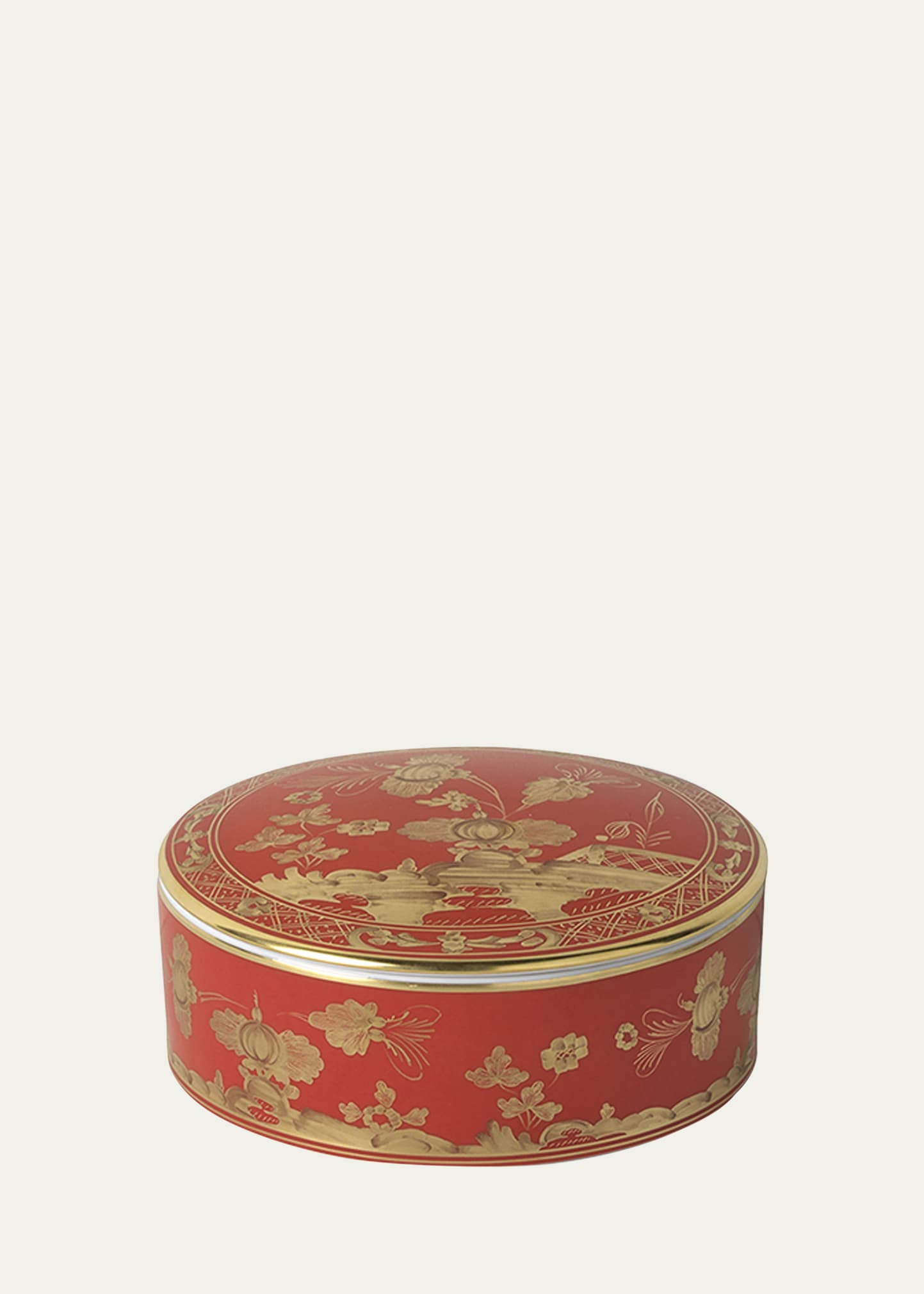 Red Oriente Italiano Round Trinket Box