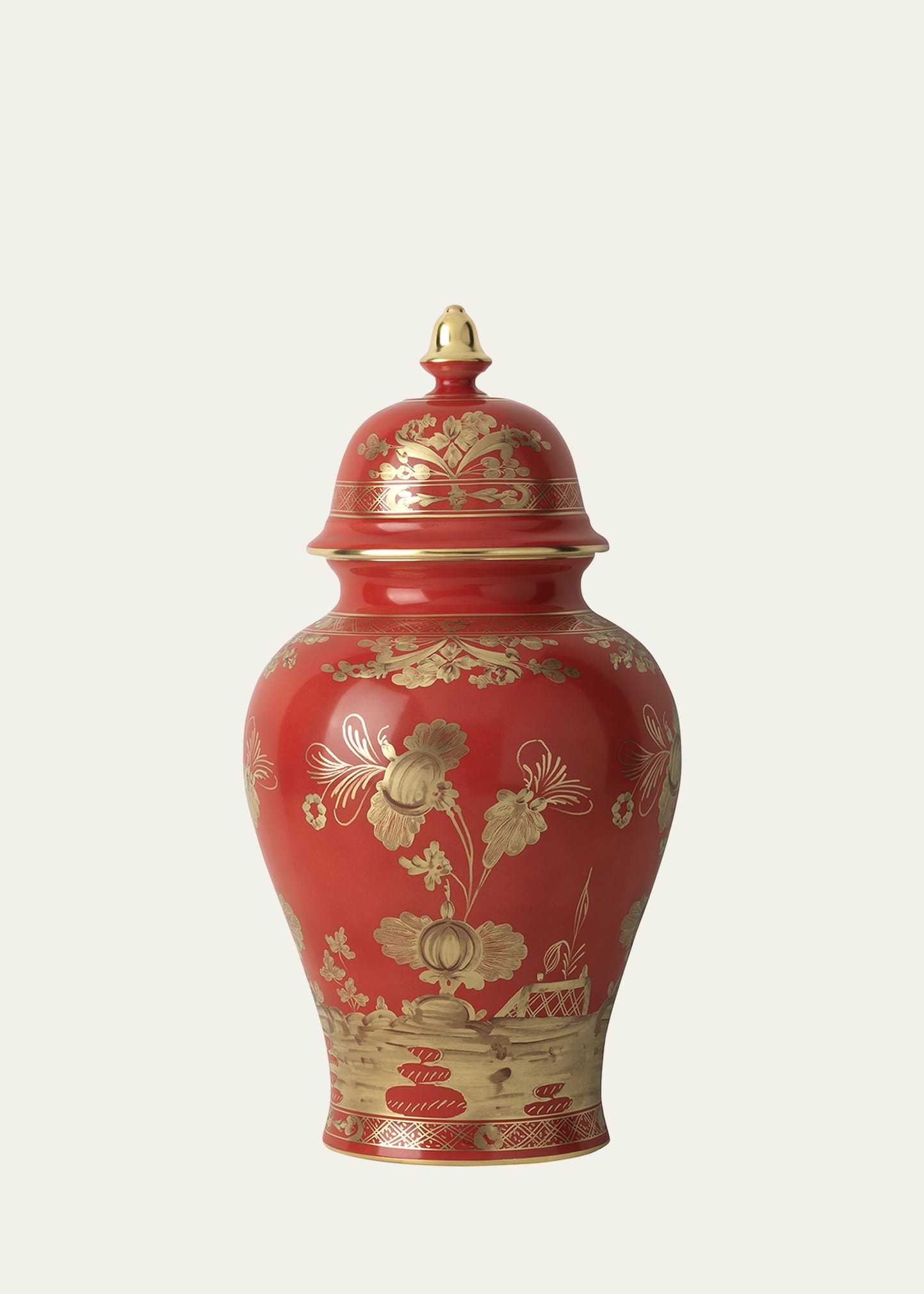 Ginori 1735 Red Oriente Italiano Potiche Lidded Vase