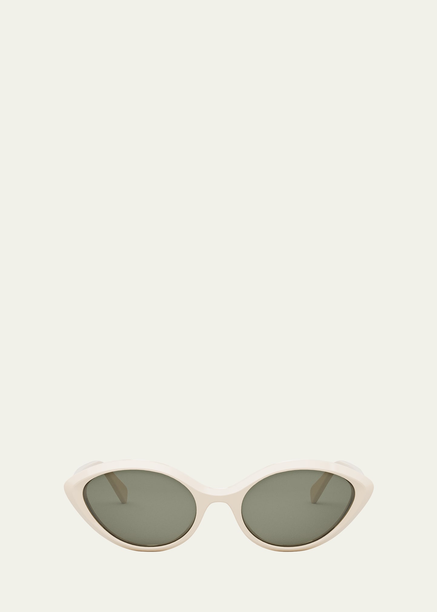 Shop Celine Triomphe Thin Acetate Cat-eye Sunglasses In Ivory Green