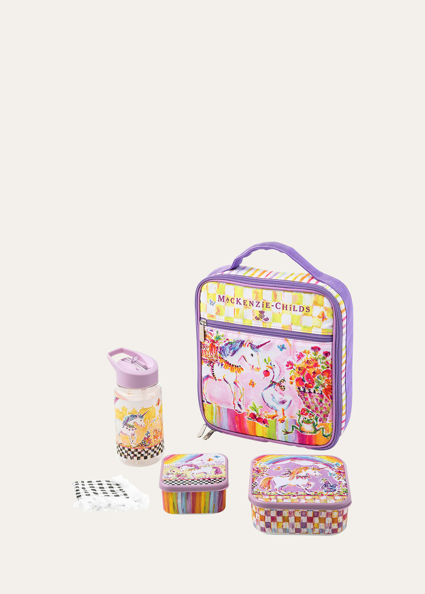 Mackenzie-childs Magical Unicorn Lunch Set In Multi