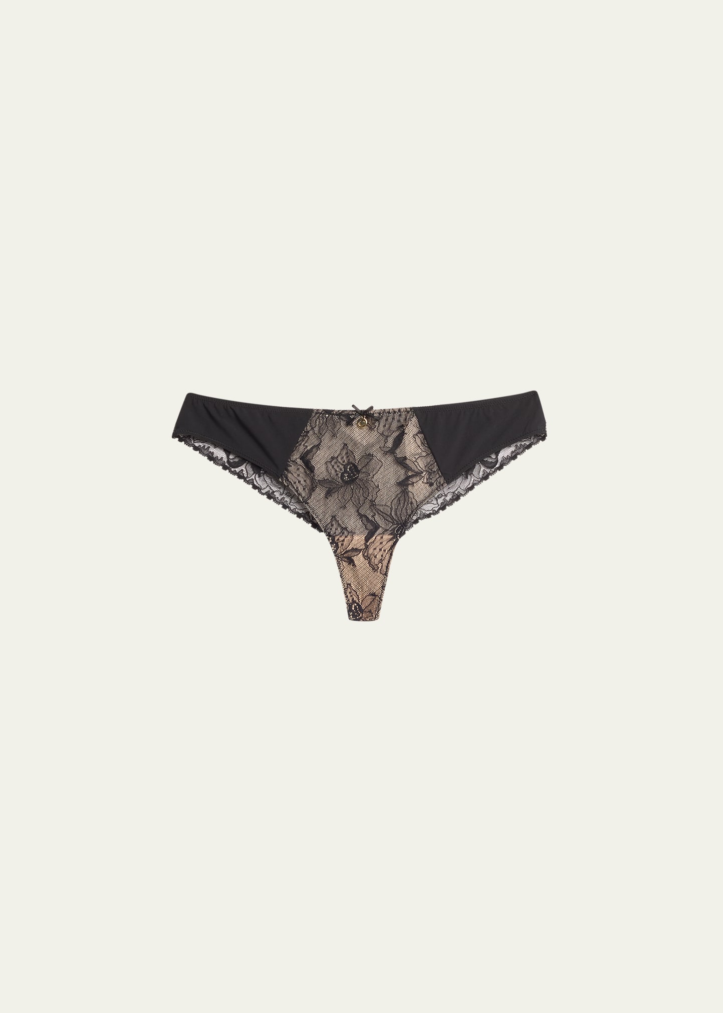 Chantelle Orchids Low-rise Lace Tanga In Black