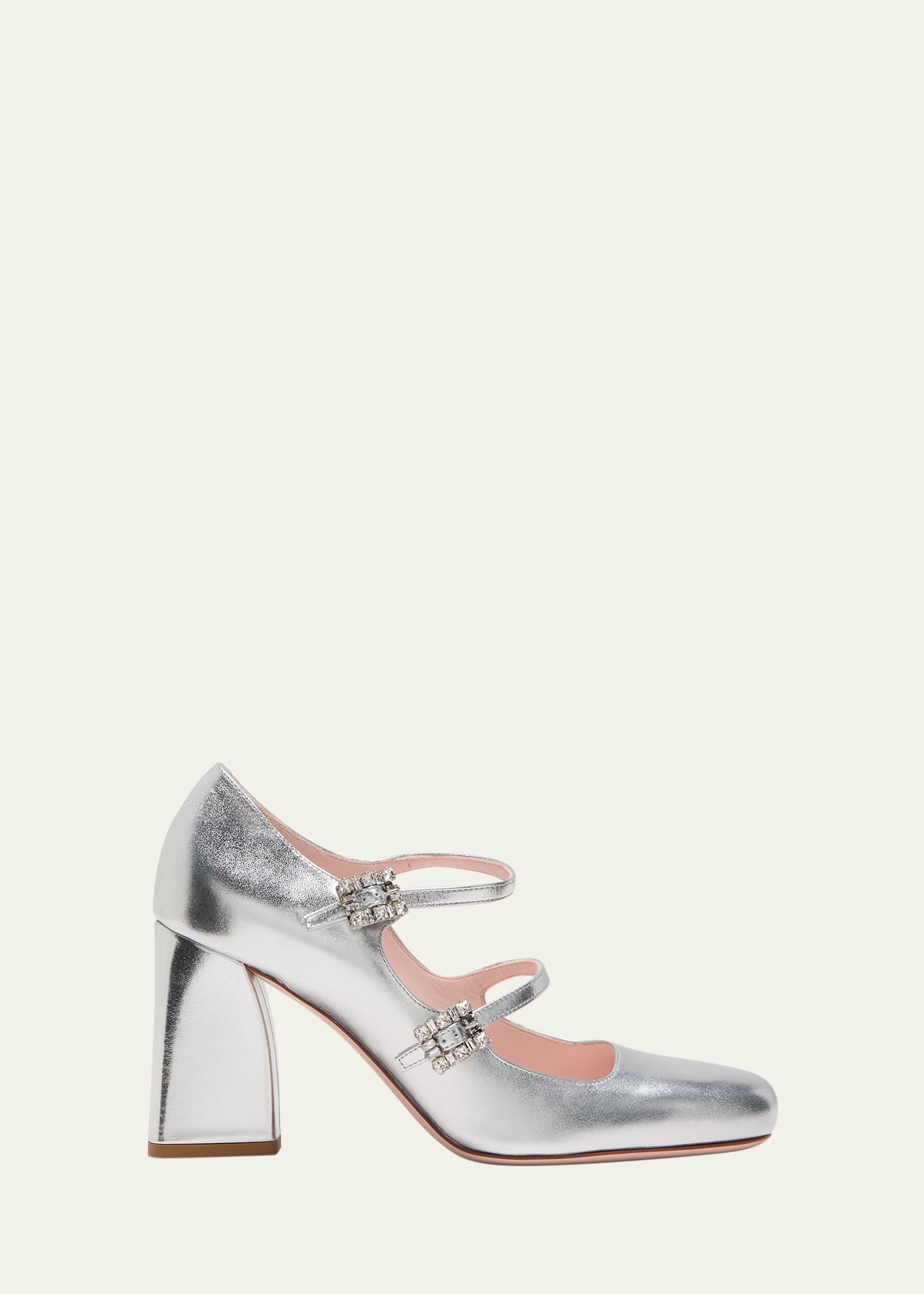 Roger Vivier Metallic Dual Mary Jane Pumps In Argento