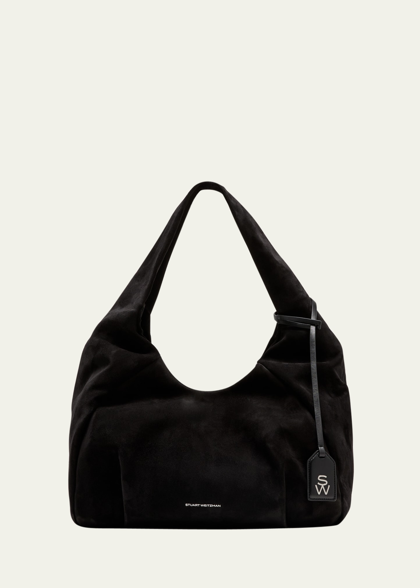 Stuart Weitzman The Moda Suede Hobo Bag In Black