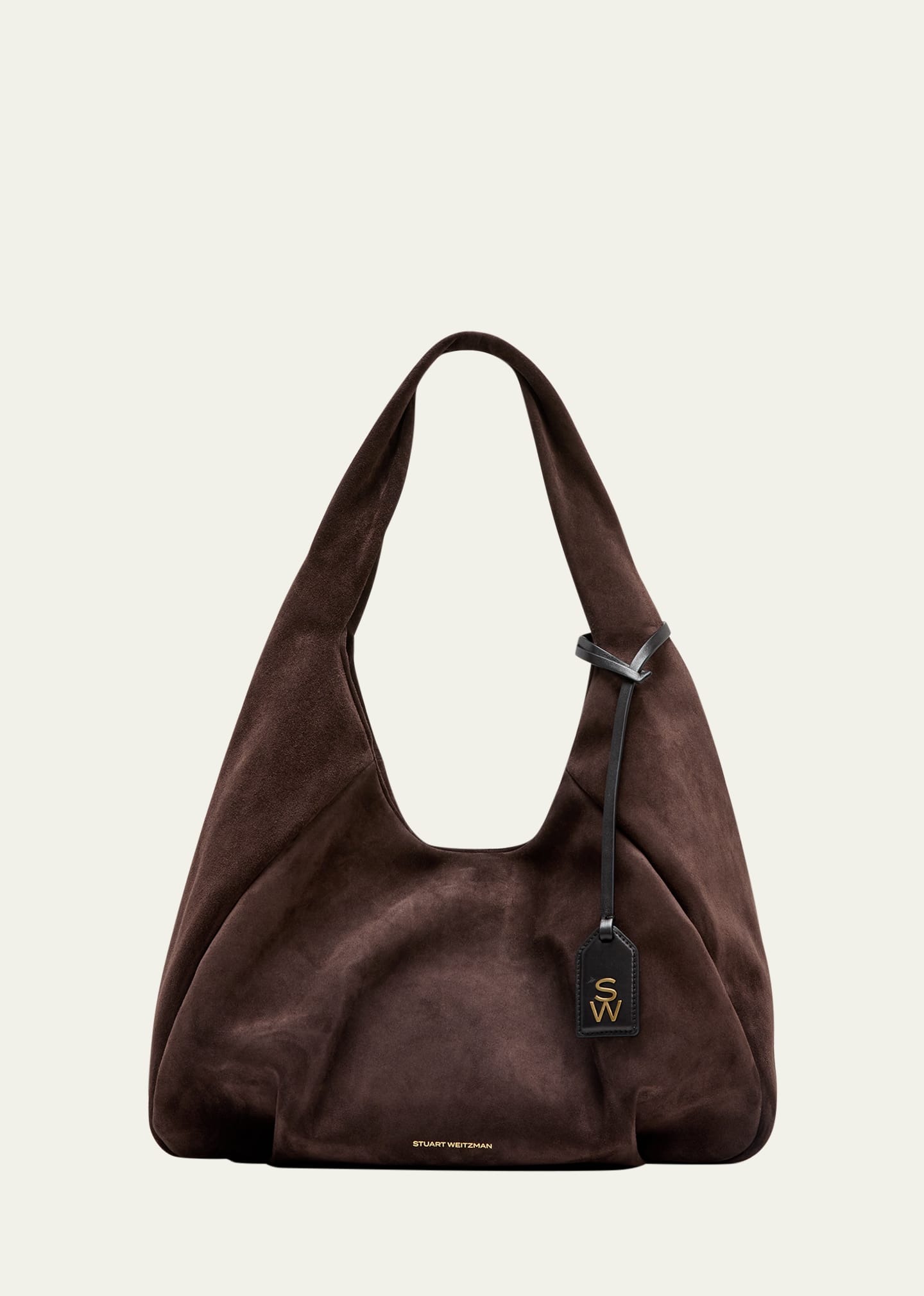 Stuart Weitzman The Moda Suede Hobo Bag In Charcoal