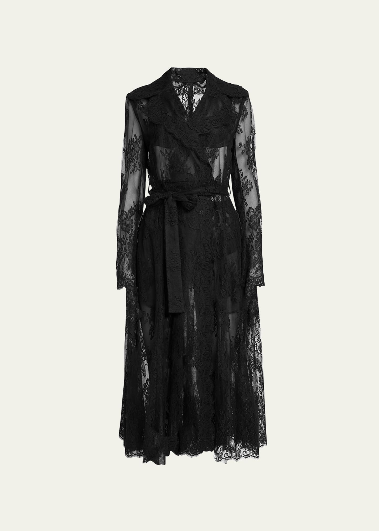 Dolce & Gabbana Dolce&gabbana Sheer Lace Trench Coat In Black