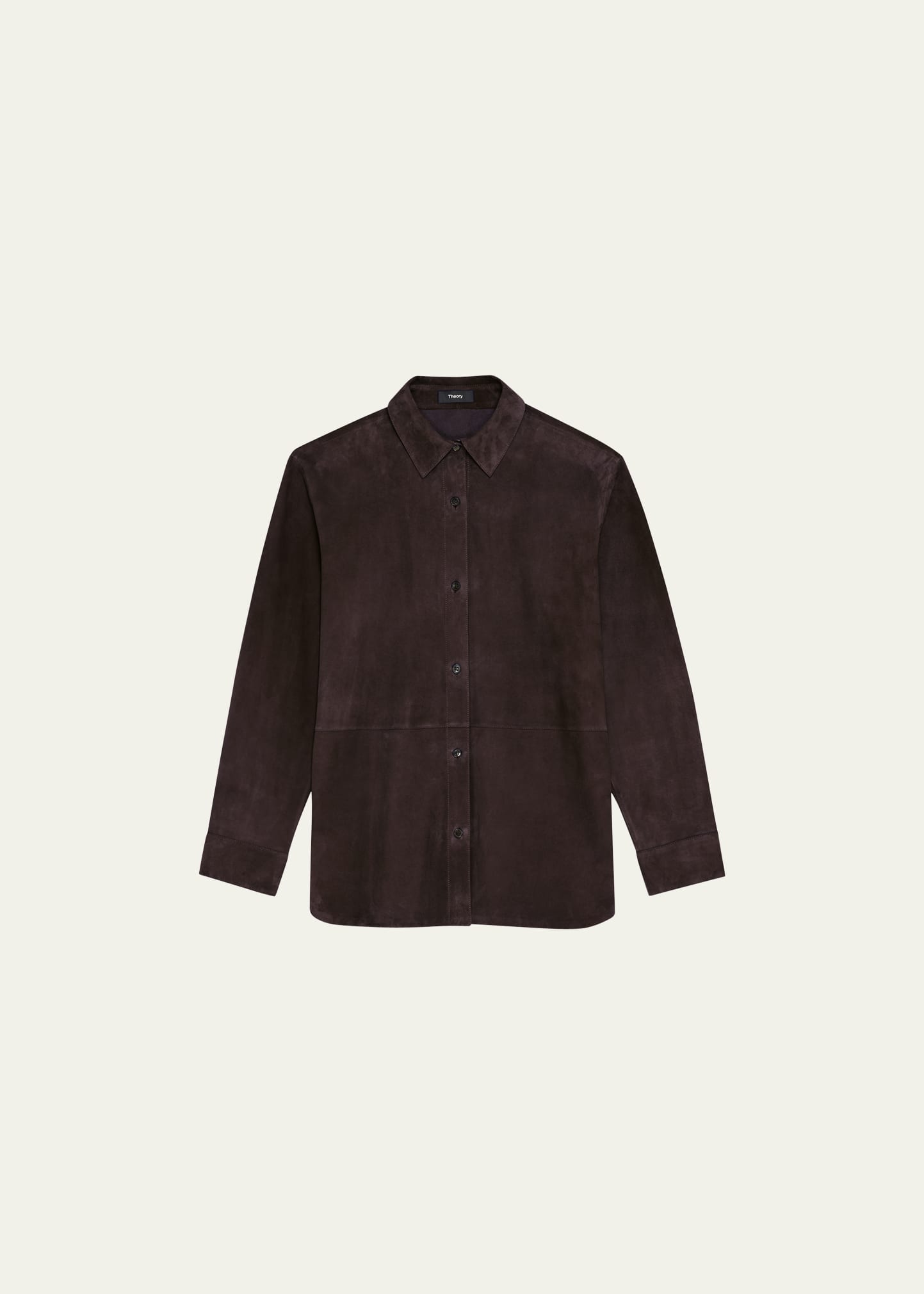 THEORY REECE LEATHER BUTTON-FRONT SHIRT