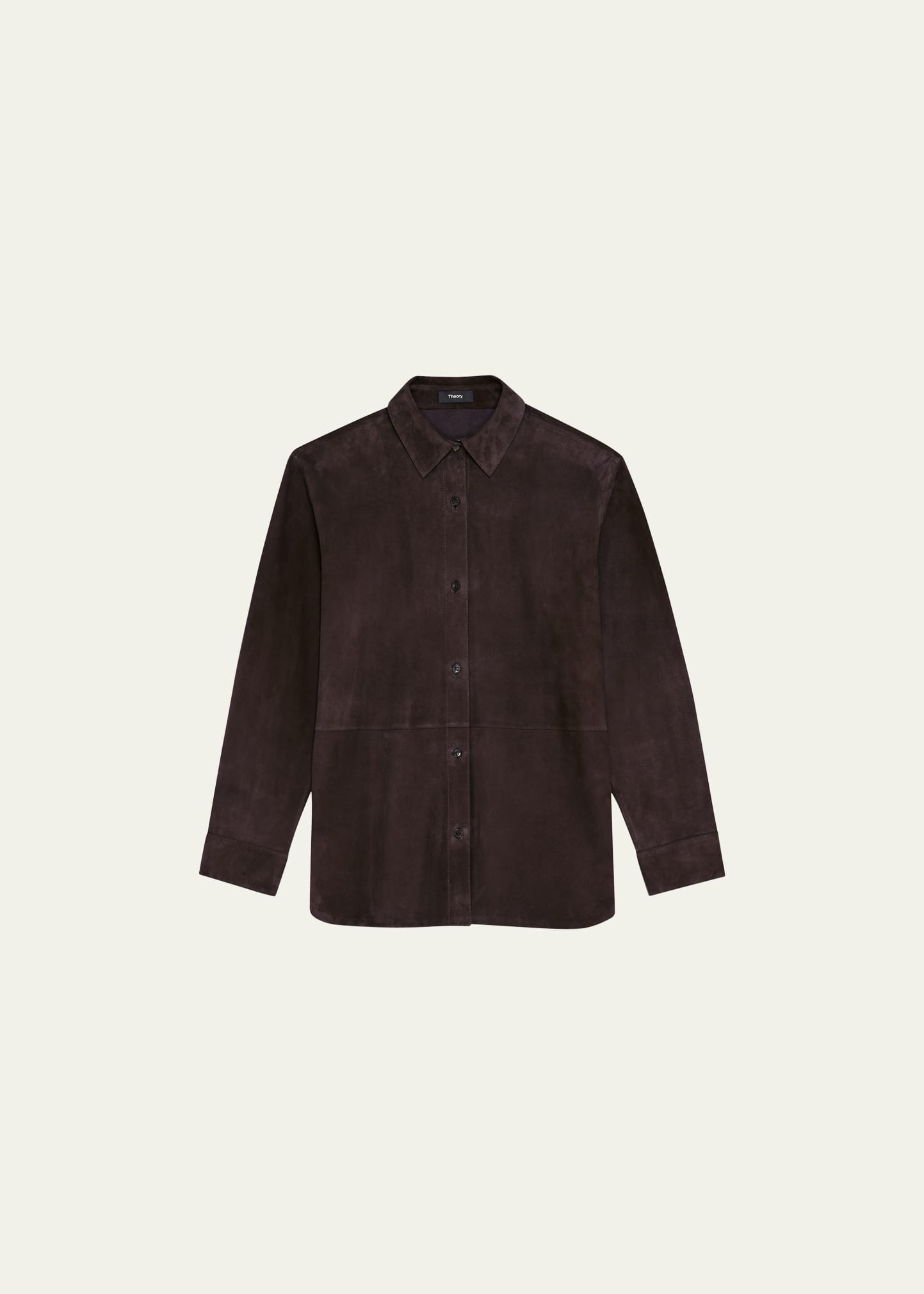 Theory Reece Leather Button-front Shirt In Mnk