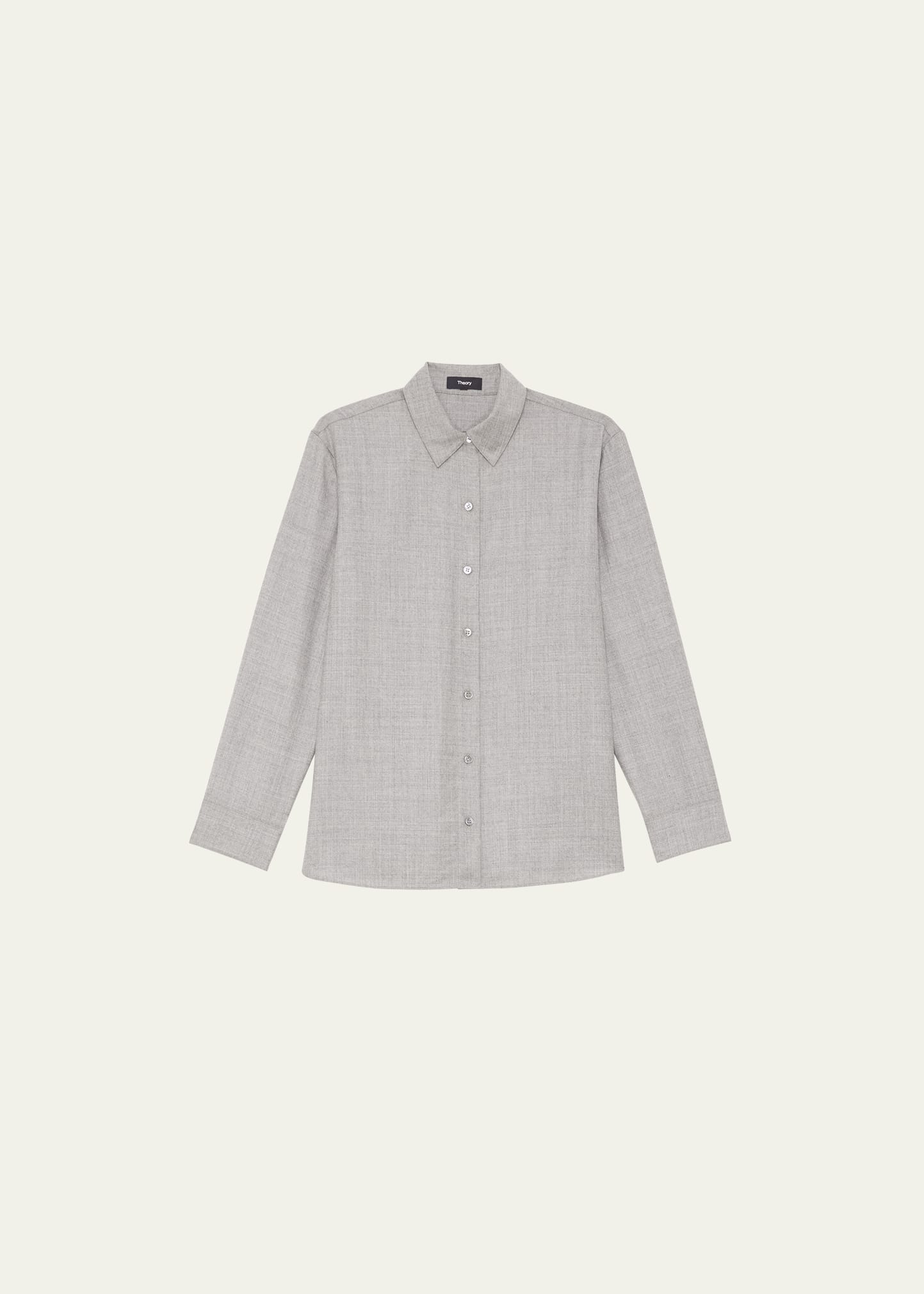 Theory Classic Cotton Flannel Button-front Shirt In Nw Lt Hthr