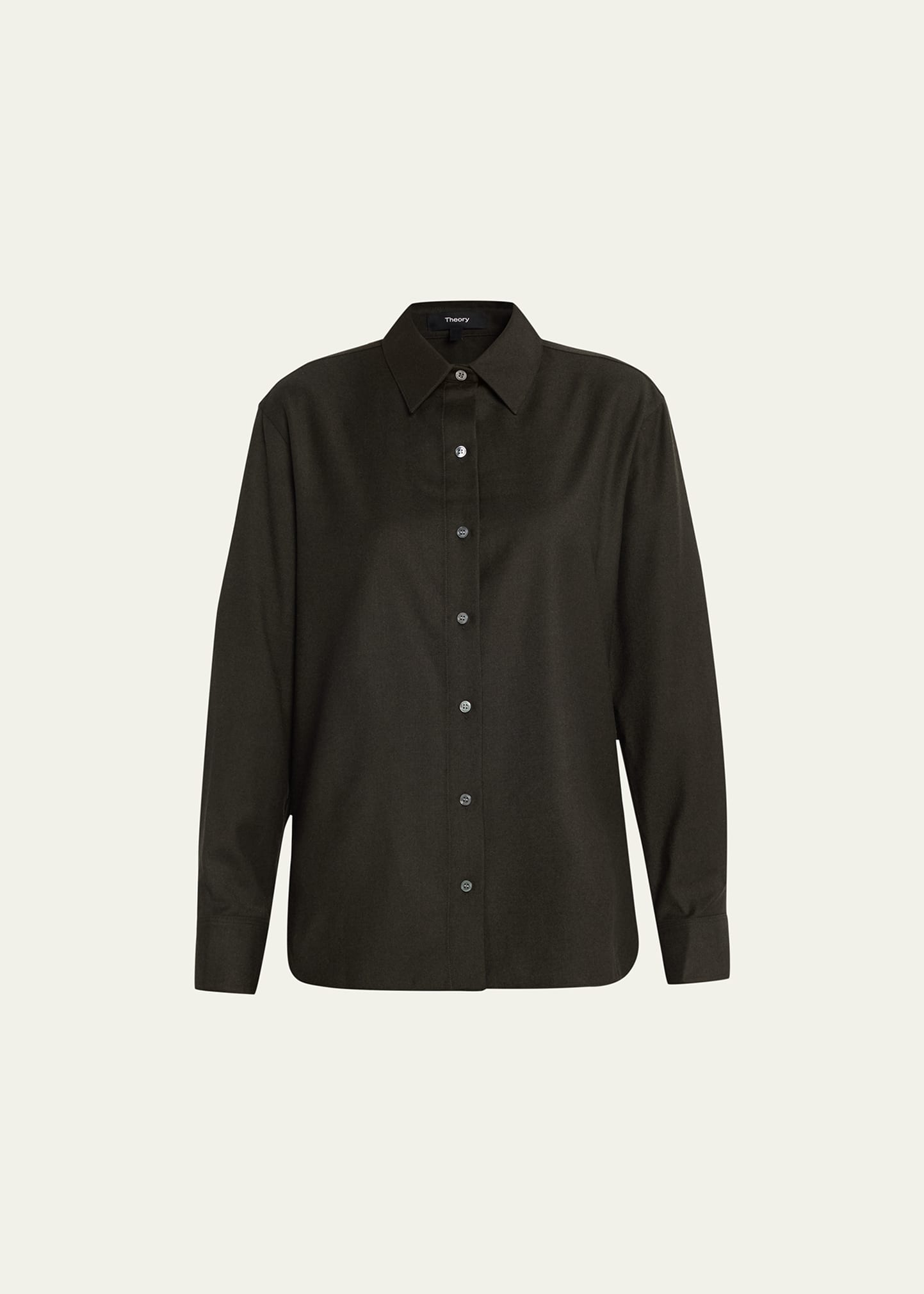 Theory Classic Cotton Flannel Button-front Shirt In Dark Thyme