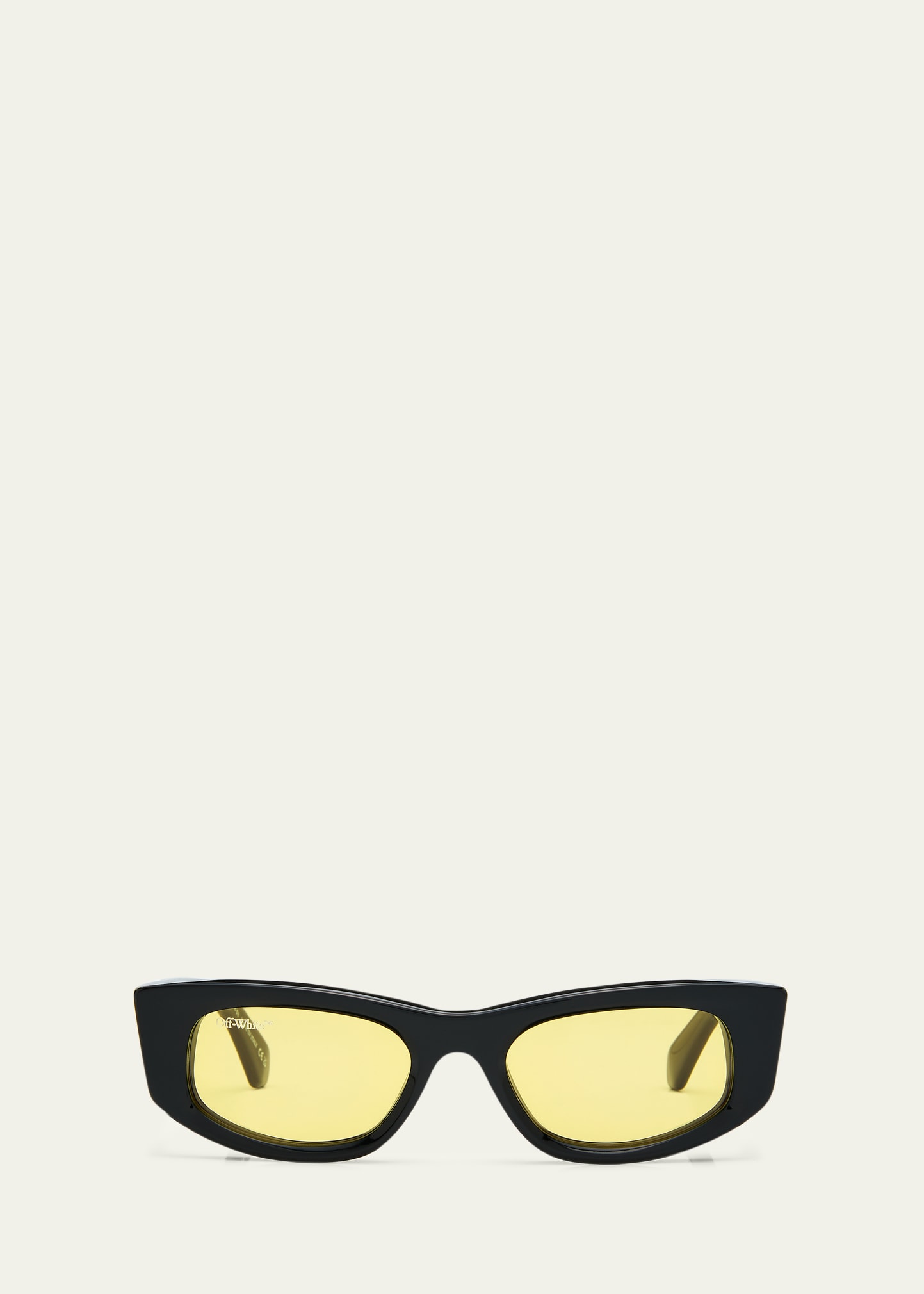 Shop Off-white Men's Matera Acetate Rectangle Sunglasses In Black Yellow