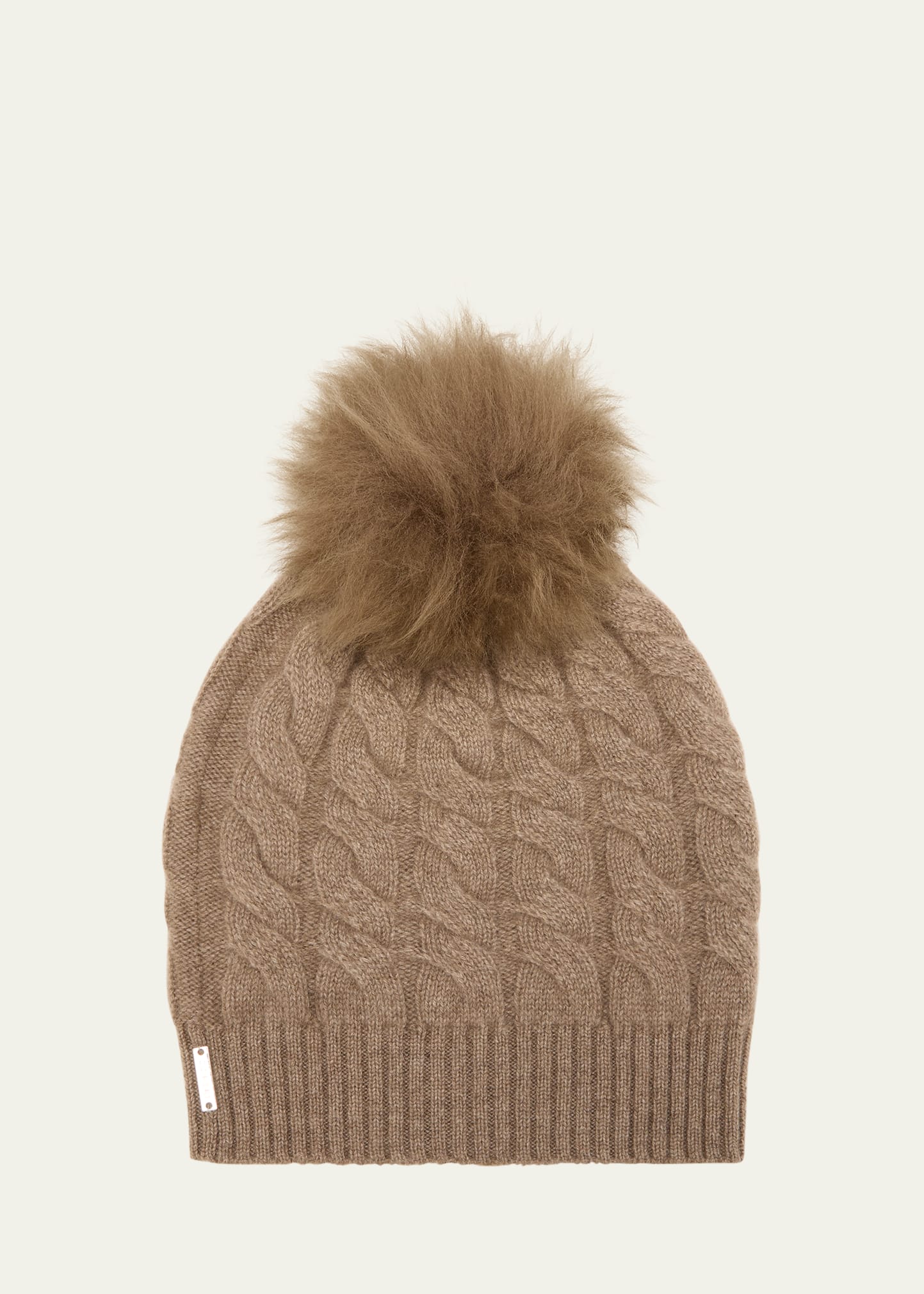 Gorski Cashmere Knit Toscana Lamb Pom Beanie In Khaki Khaki