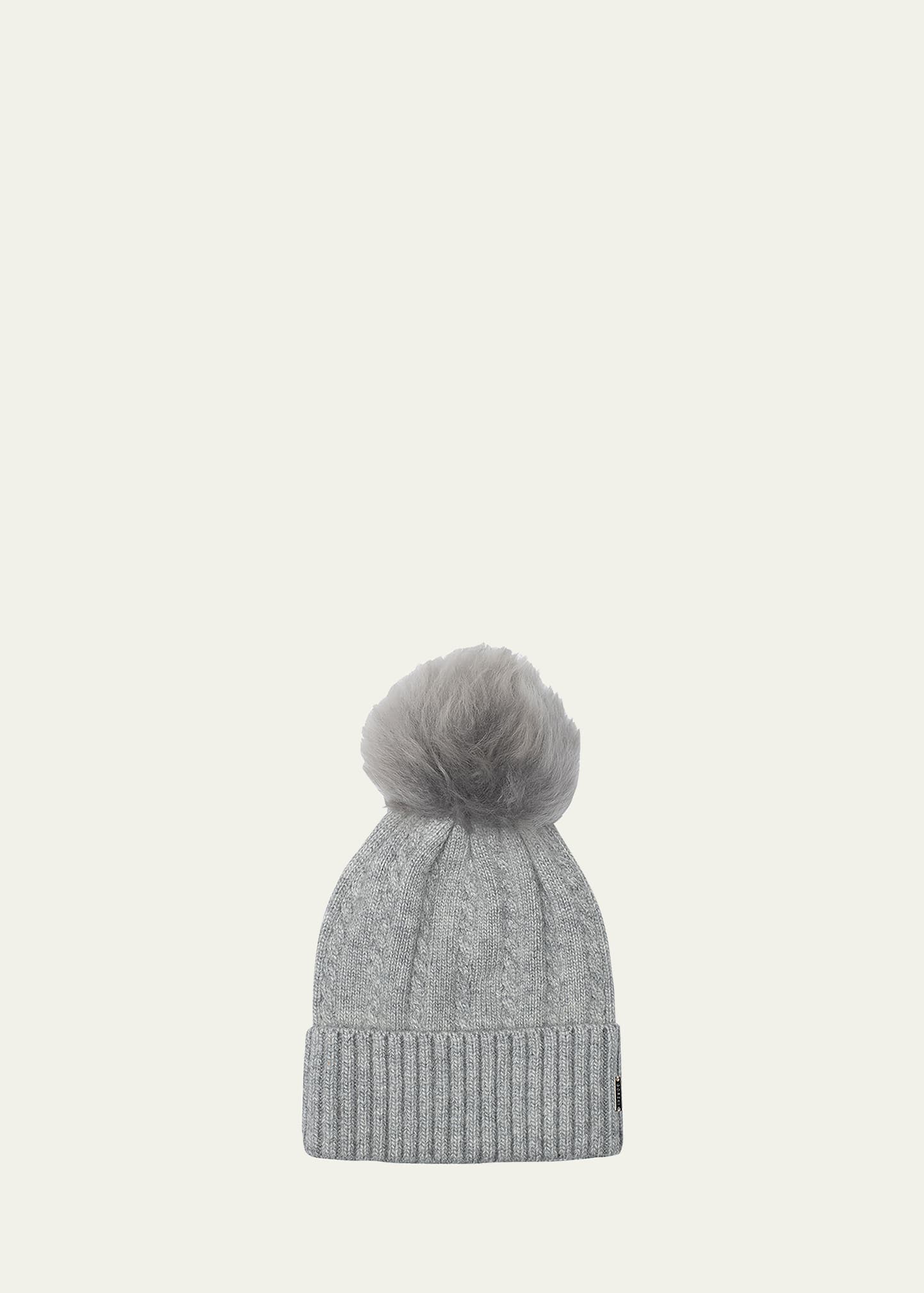 Cable-Knit Toscana Lamb Pom Beanie