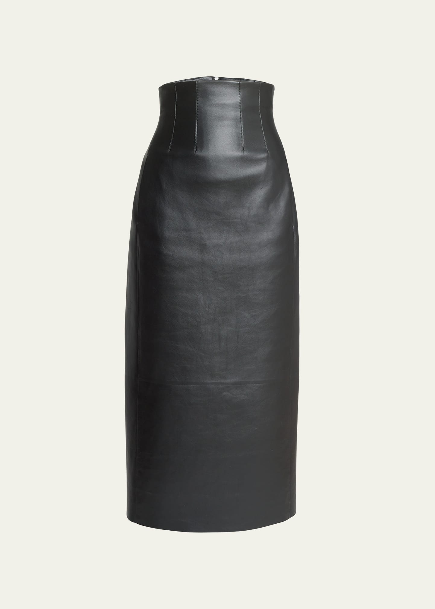 Chloé High Waist Corseted Napa Leather Midi Skirt In Black