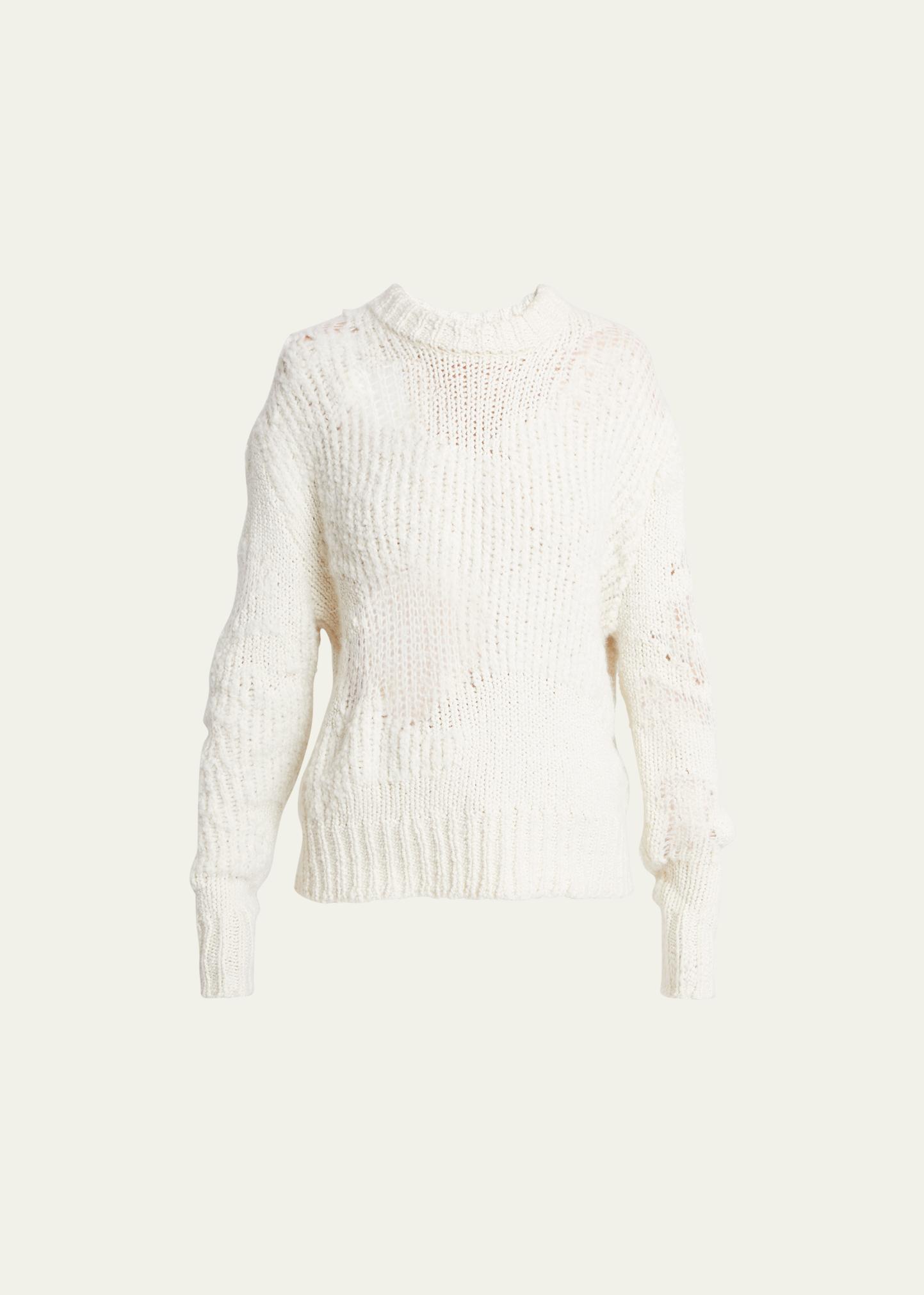 Chloé Distressed Knit Sweater In Iconic Milk