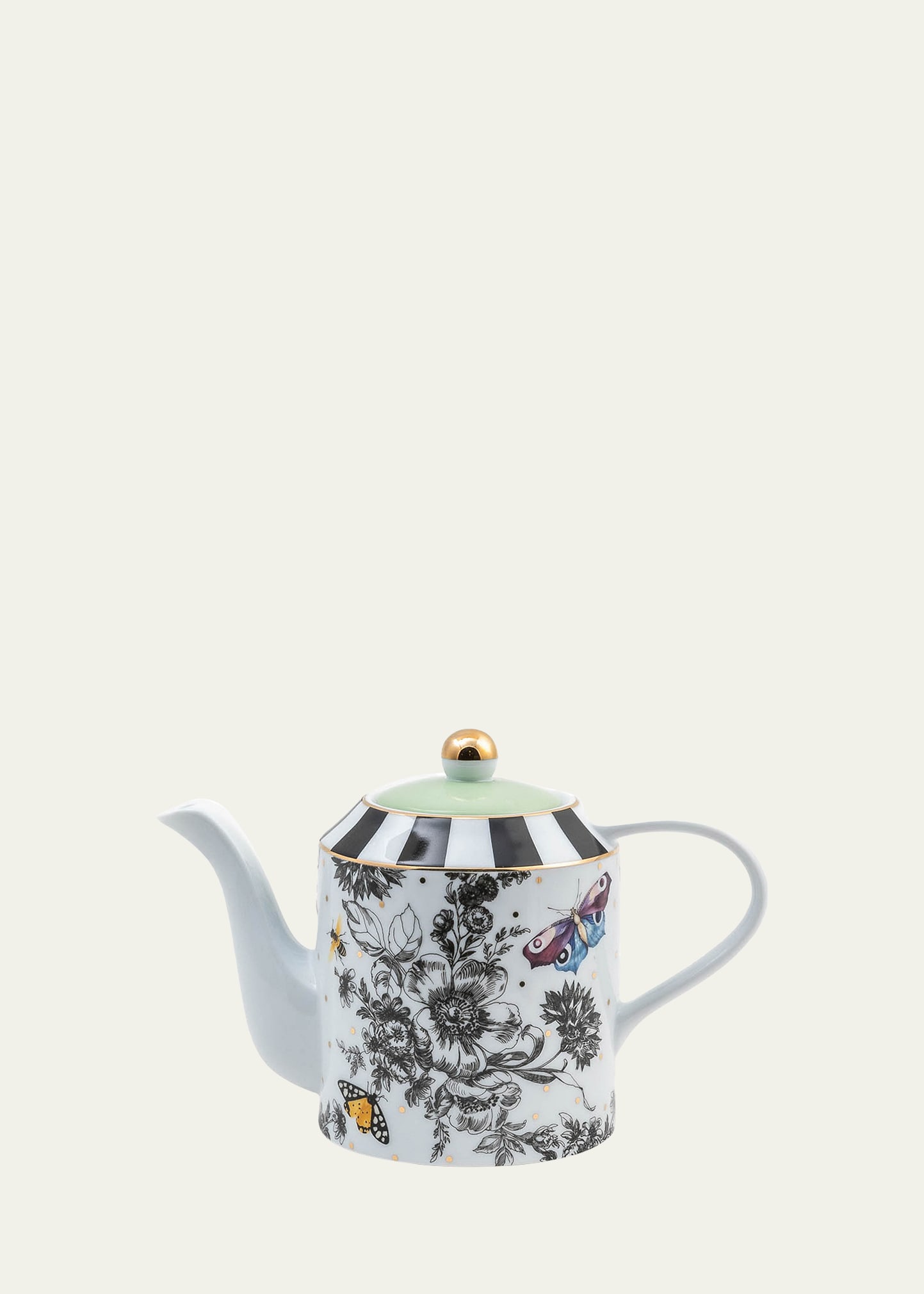 Mackenzie-childs Butterfly Toile Teapot In White
