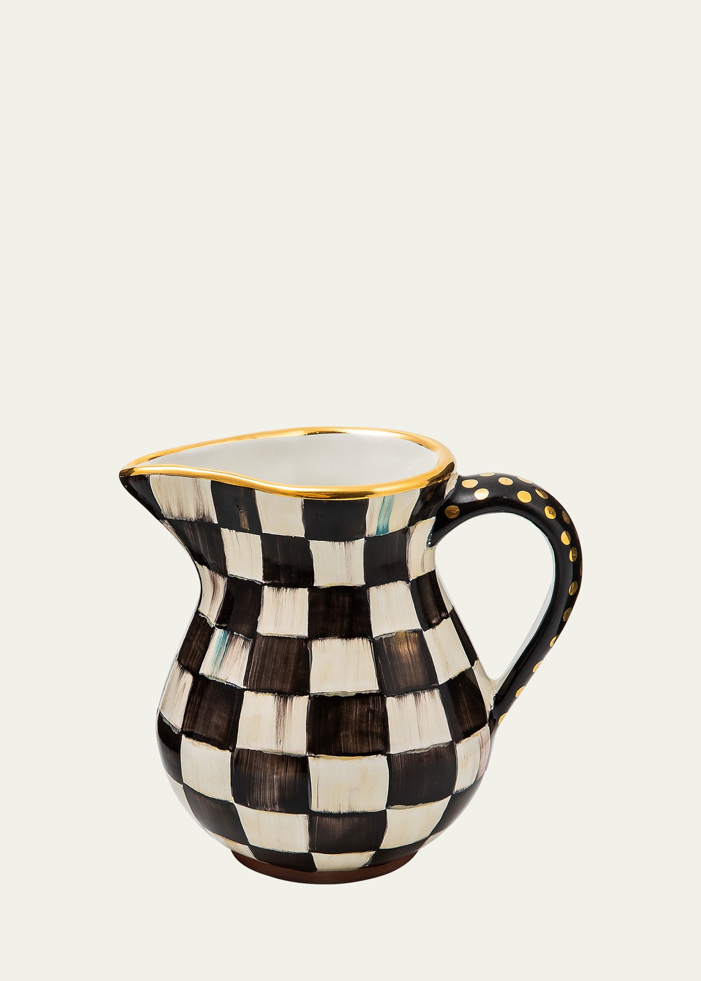 Mackenzie-childs Courtly Check Portly Pitcher, 52 Oz. In Black