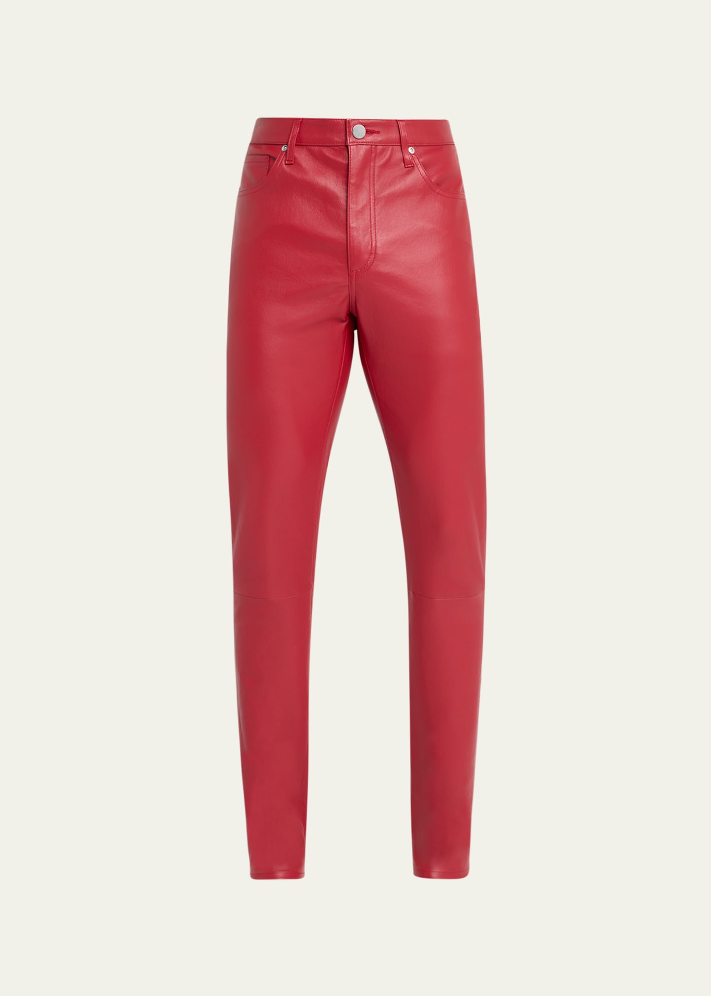 Shop Monfrere Men's Greyson Leather Skinny Jeans In Scarlet Leather