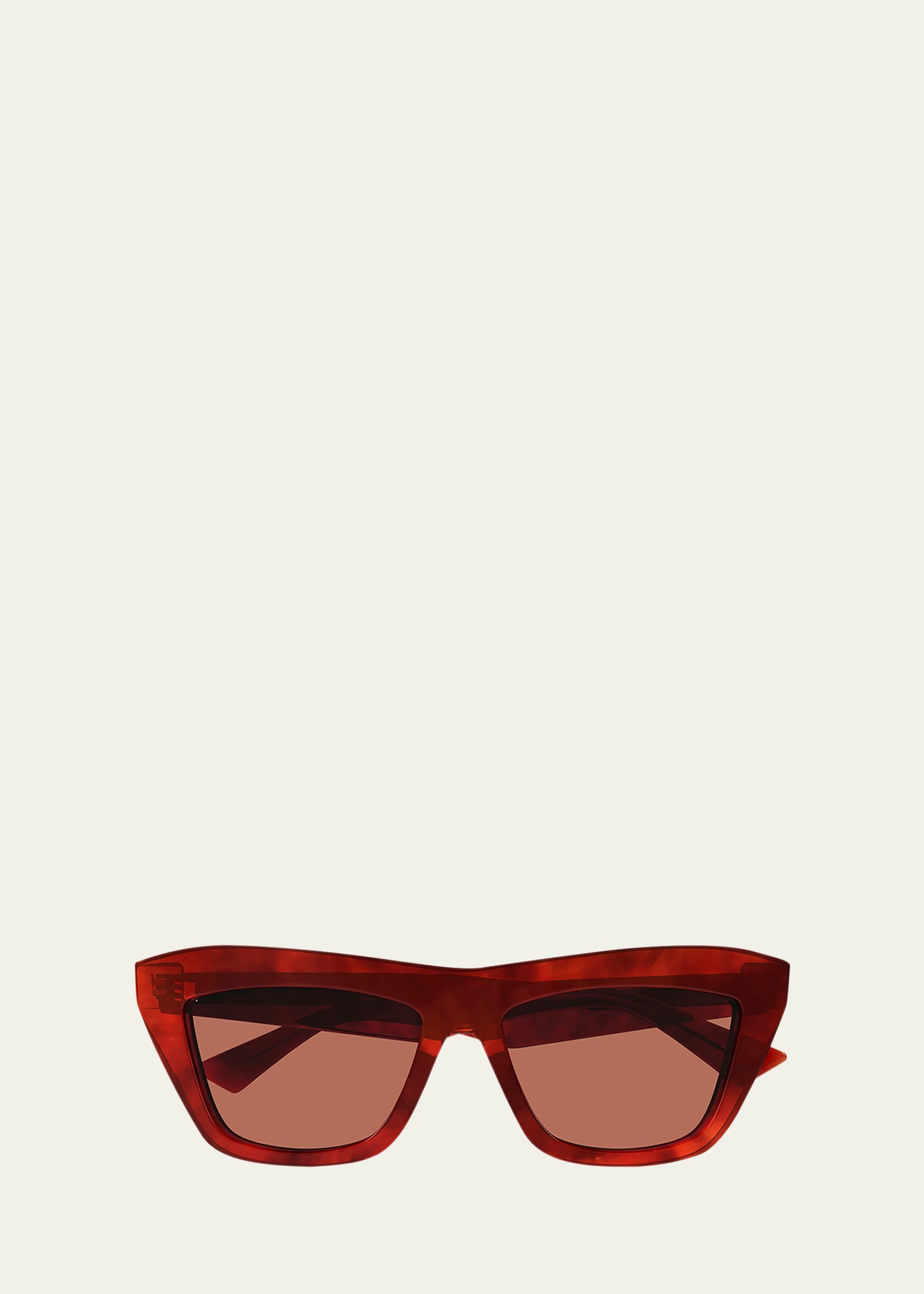 Bottega Veneta Sleek Acetate Rectangle Sunglasses In Avana