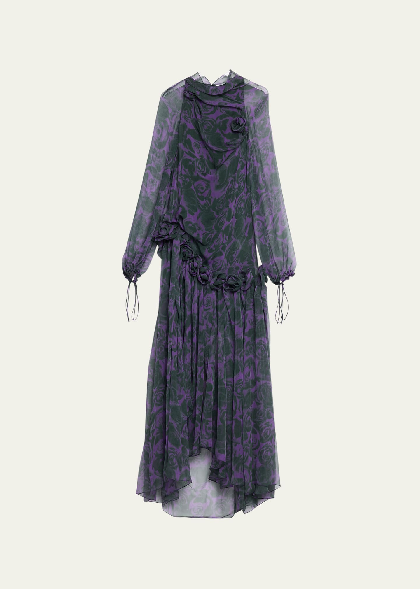 Burberry Rose Print Silk Dress In Vine Ip Pattern