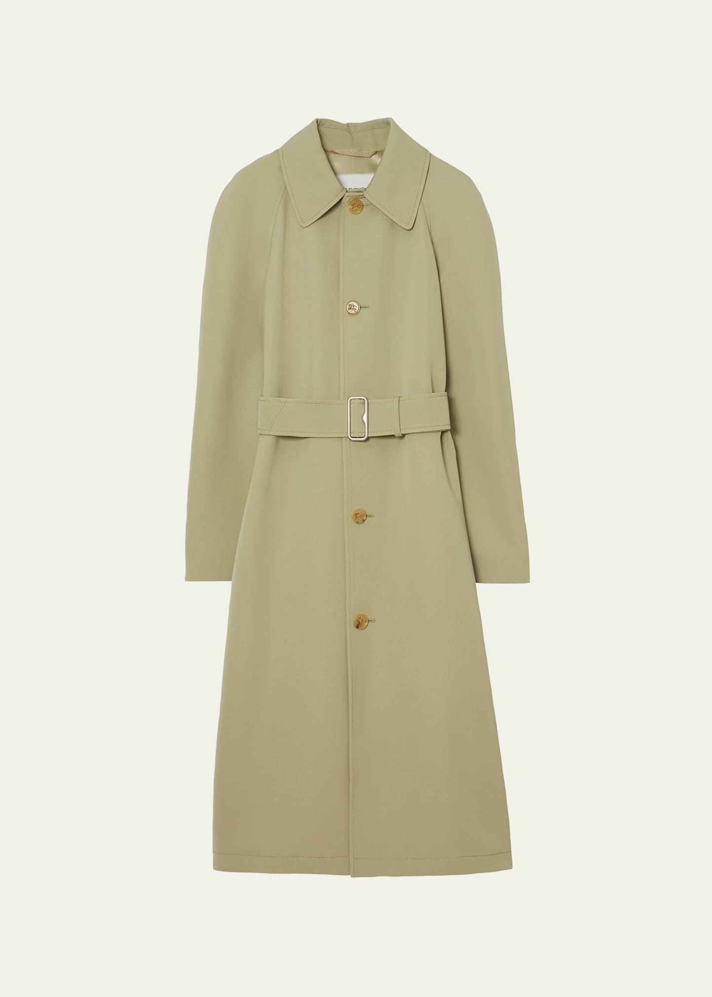 Shop Burberry Belted Wool Trench Coat In Hunter