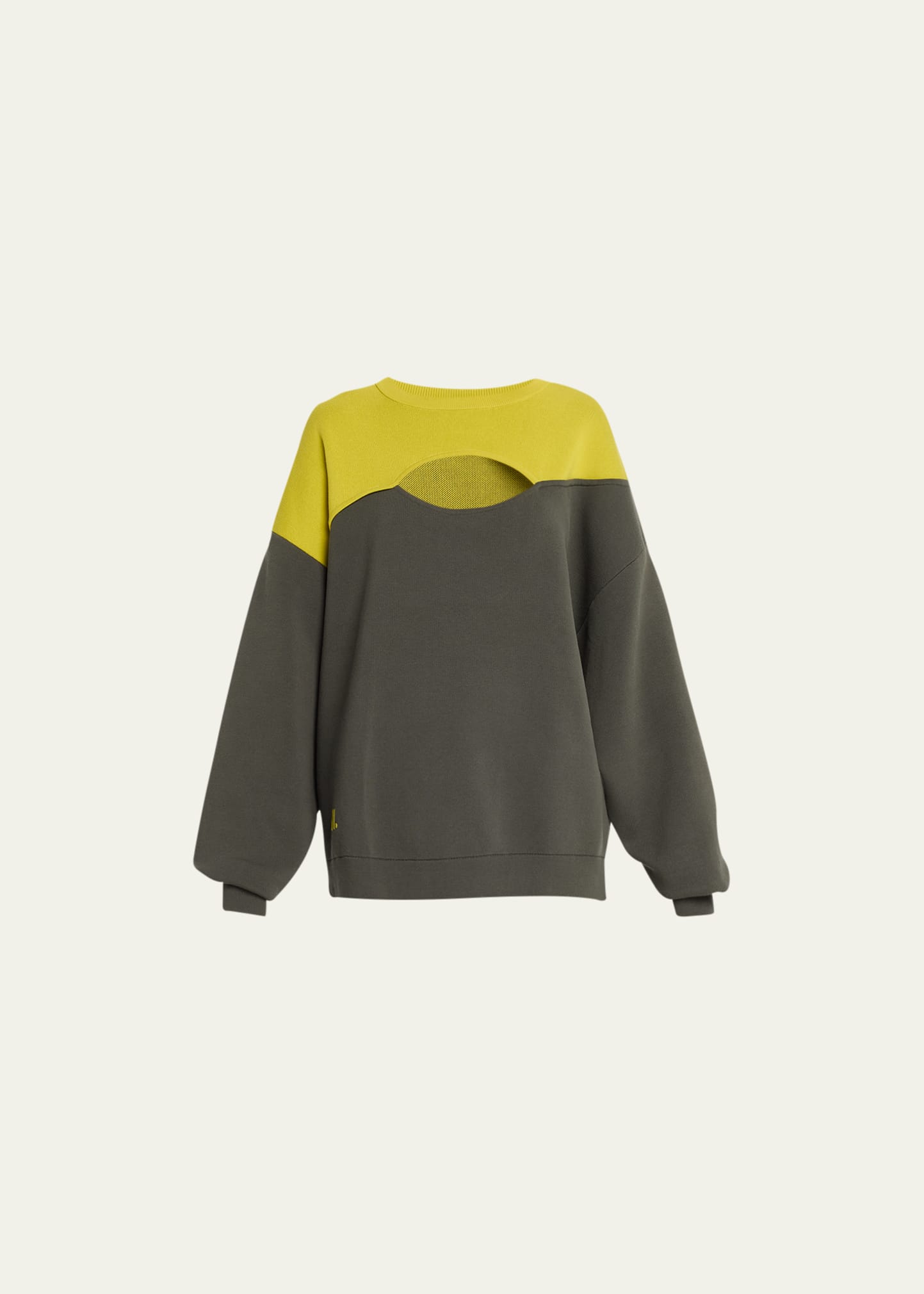 Shop Nagnata Balance Cutout Crewneck Sweatshirt In Forest Chartreus
