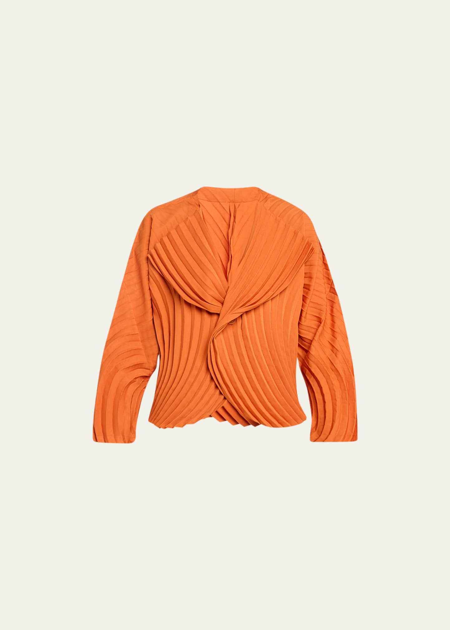 Issey Miyake Curved Pleats Jacket In Terracotta