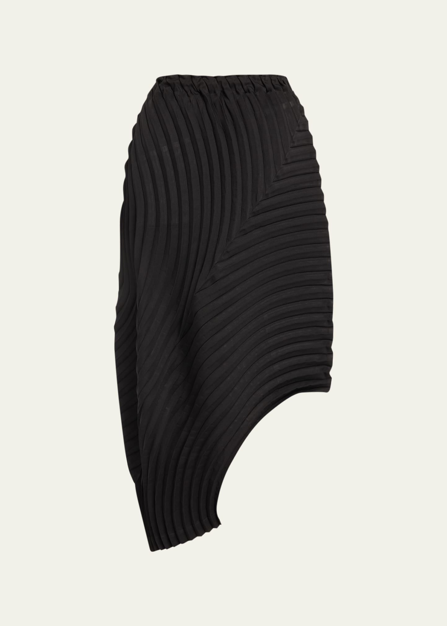 Shop Issey Miyake Curved Pleats Midi Skirt In Black
