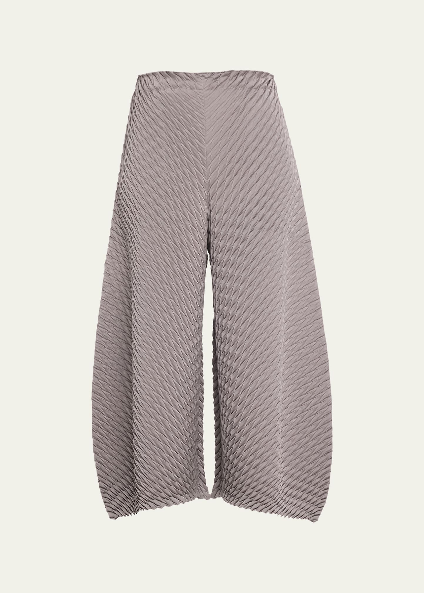 Issey Miyake Gleam Pleats Textured Crop Pants In Gray