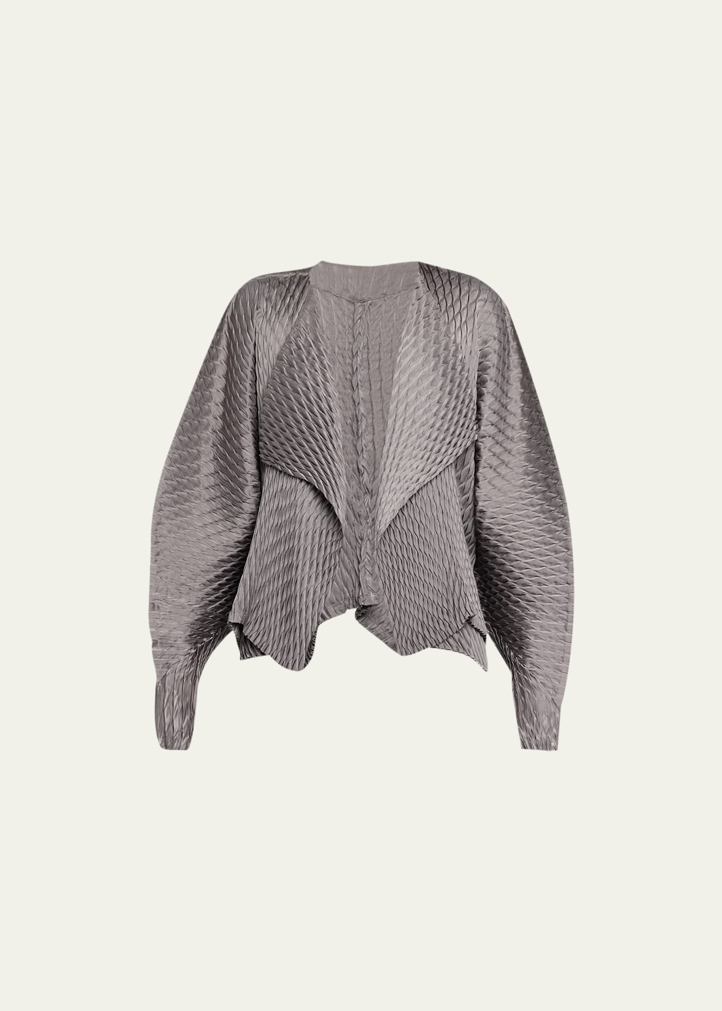 Shop Issey Miyake Gleam Pleats Open-front Cardigan In Gray