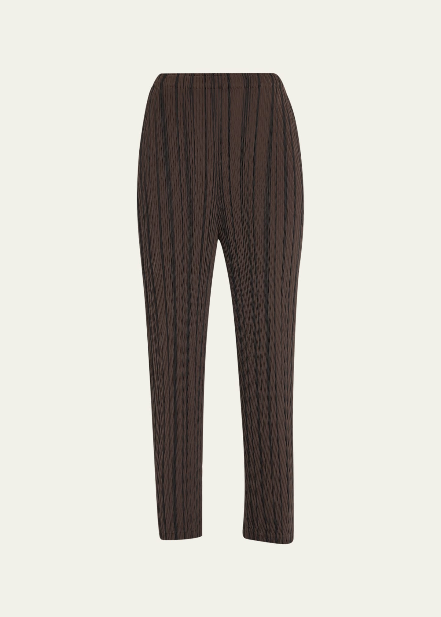 Issey Miyake Rope Stripe Pleats Cropped Pants In Brown-hued