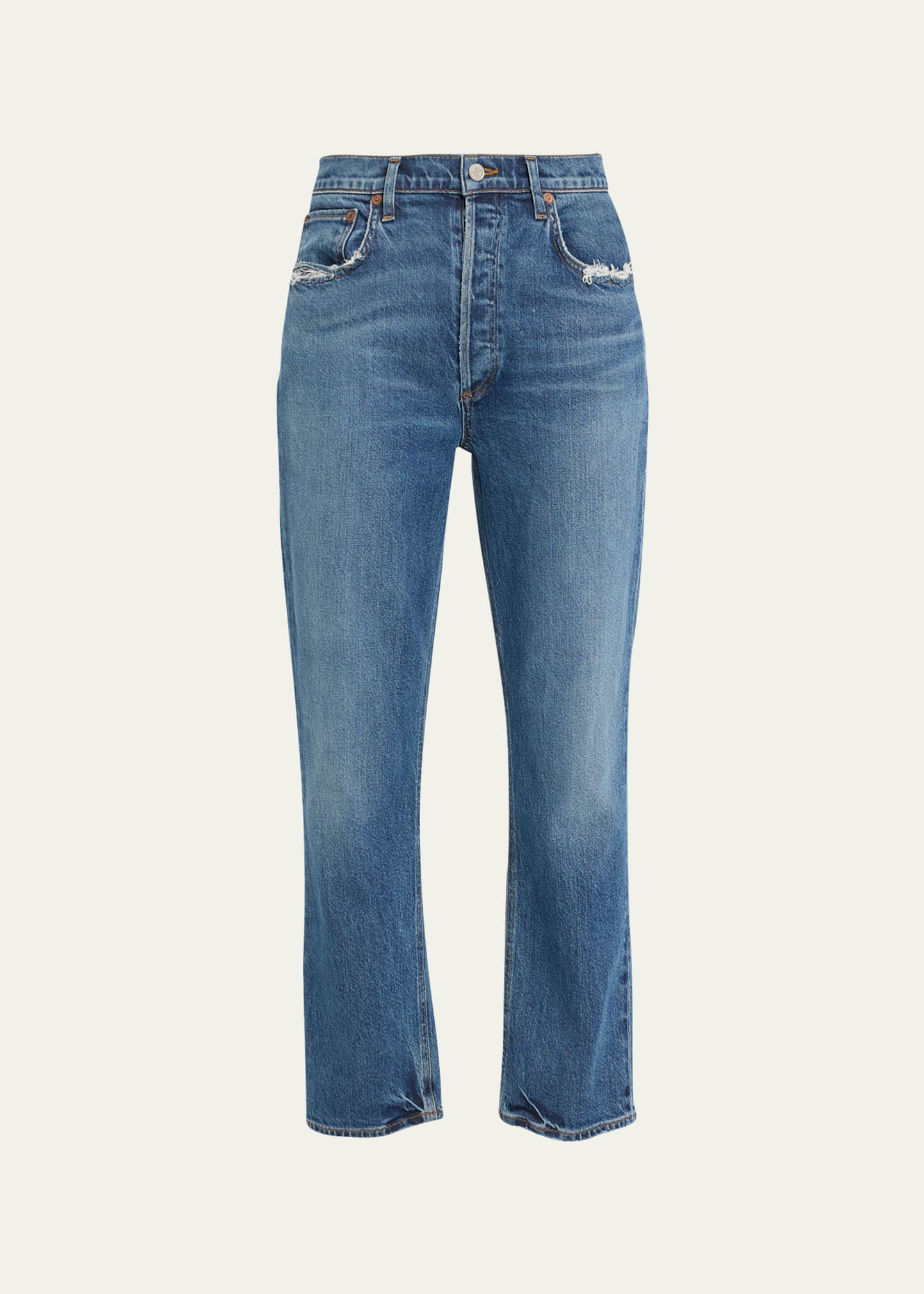 Agolde Riley Long Straight-leg Jeans In Pose Med Dk Ti