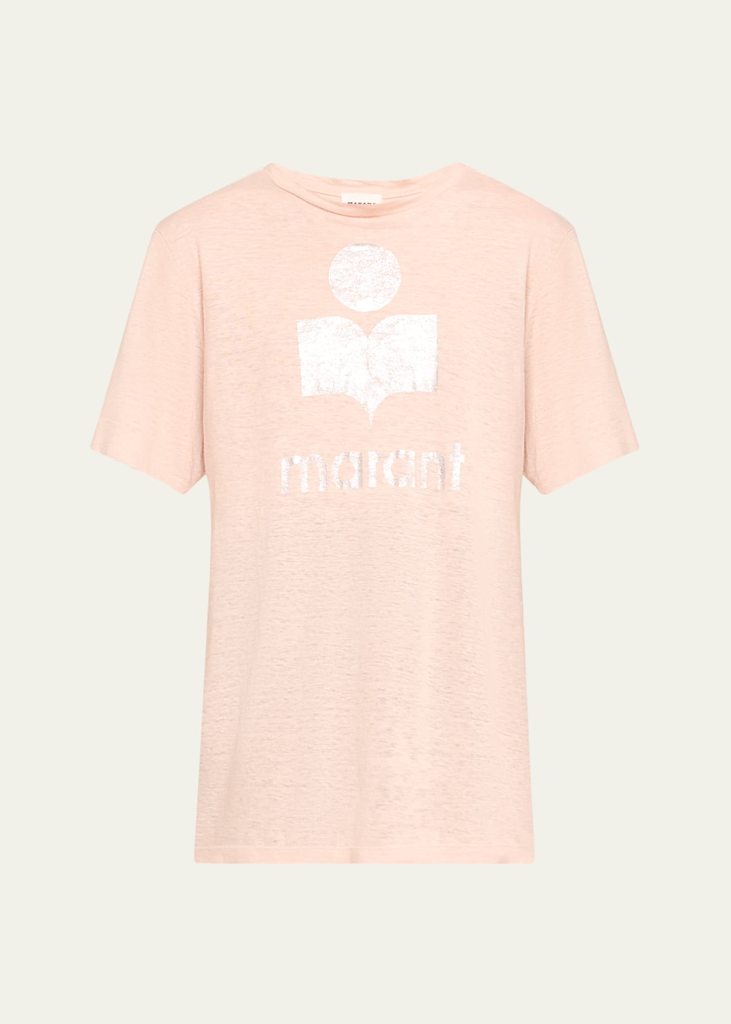 Isabel Marant Étoile Zewel Crewneck Logo Tee In Pearl Rose/silver